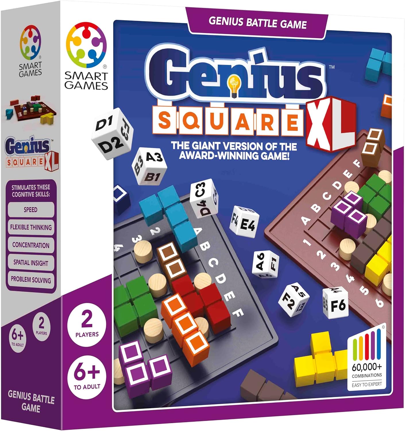 Genius Square XL - The Supersized Version of The Game of The Year Award Winning Game! 600000+ Solutions STEM Puzzle Game! Roll The Dice & Race Your Opponent to Fill The Grid! - Image 3
