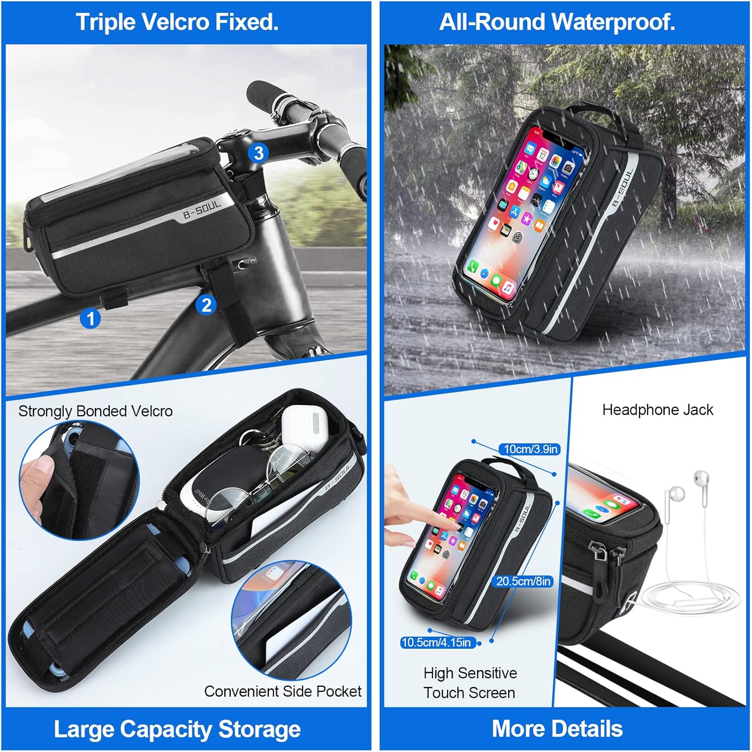 Bicycle Accessories - USB Rechargeable Light Set, Lock, Water Cup Seat, Bag, Bell - Image 5