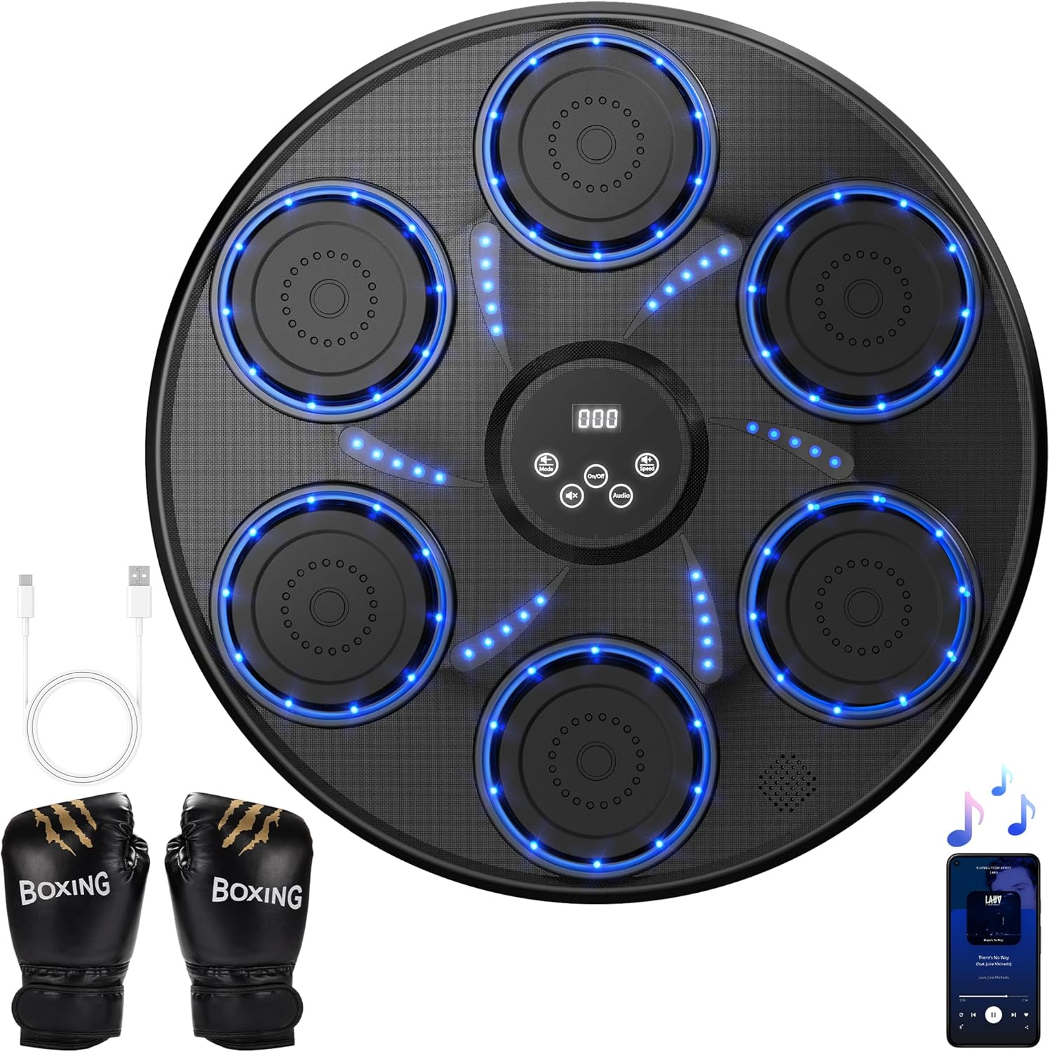 Music Boxing Machine for Adults and Kids, Boxing Machine with Gloves, Sounding Punch Boxing Machine, Boxing Punching Machine, Large Size Wall Mounted Electronic Boxing Target with 9 Speeds & Modes - Image 2