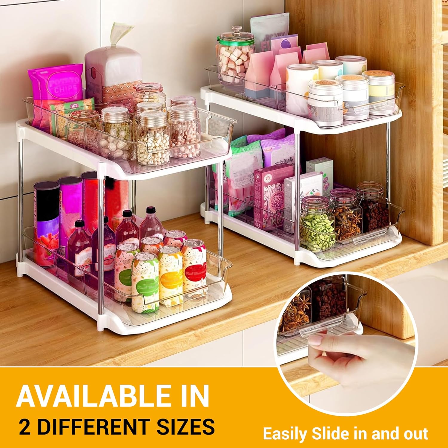 Under Sink Organizer – With Multipurpose Holder, 2 Sets of 2 Tiers Multi Purpose Under Sink Organizers And Storage With Dividers Stackable For Kitchen And Bathroom - Image 7