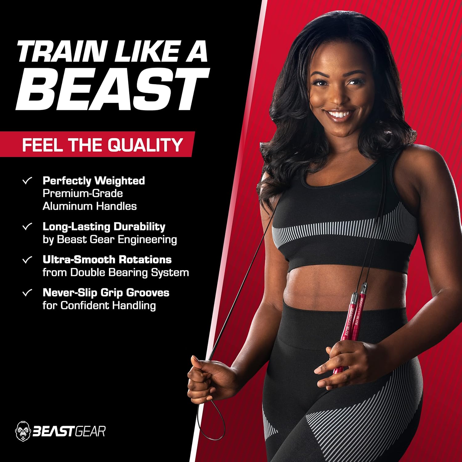 Beast Gear Jump Rope for Men and Women - Built for Speed, Premium Aluminium Jumping Rope for Advance Fitness - Boxing, MMA, HIIT, Strength Training & Double Unders - Image 4