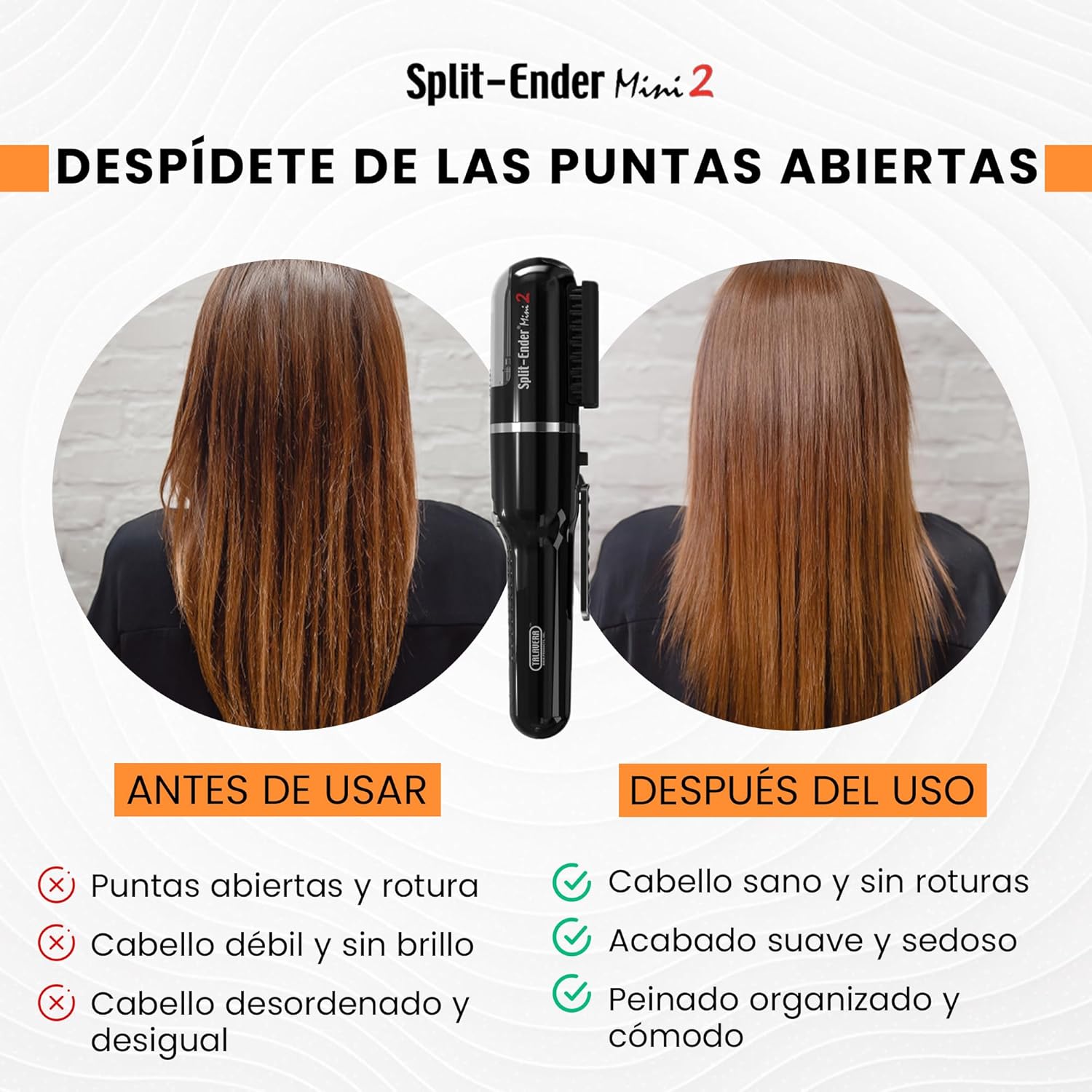 Split Ender Mini 2 - Cordless Split End Hair Trimmer, Solution for Dry and Damaged Hair, Rechargeable Trimmer for Broken and Brittle Split Ends, Hair Styling Tool- Black - Image 9