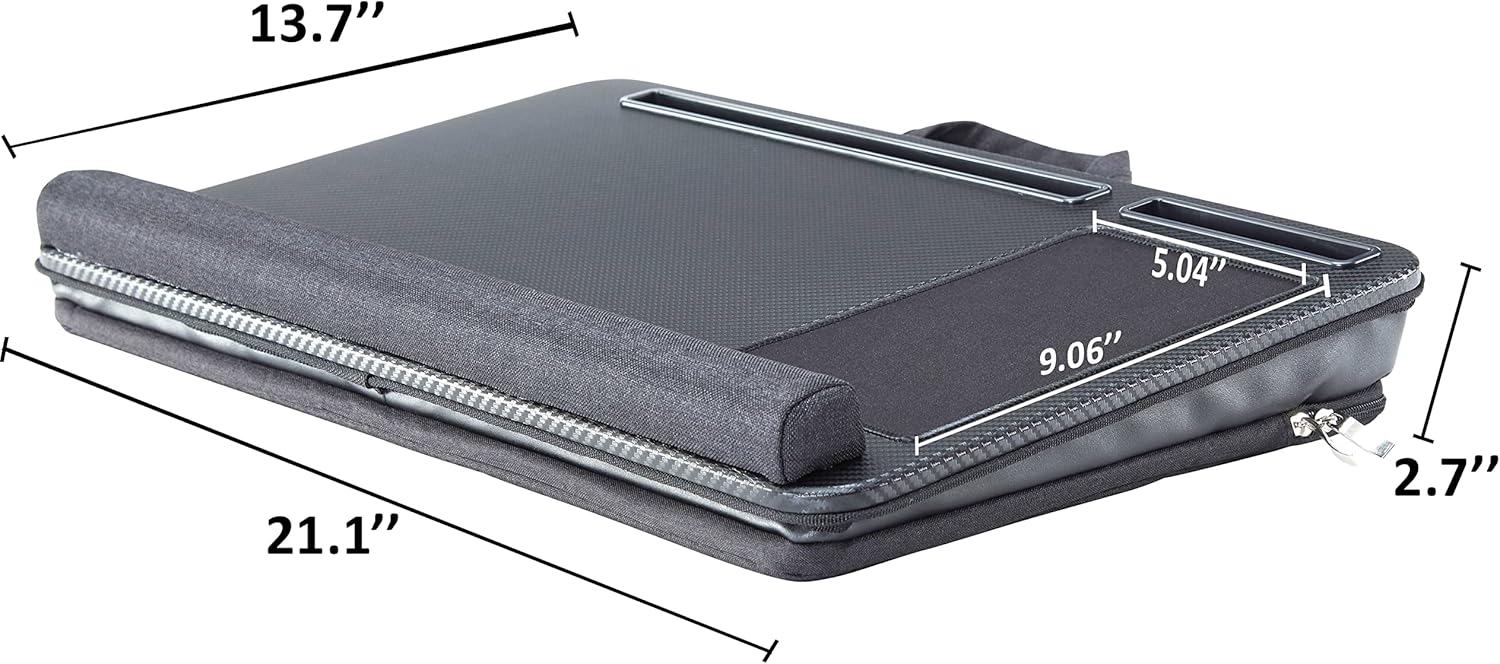 Laptop Lap Desk with All in One Bag to Hold Computer up to 17.3 Inch, Home Office Bed Desk with Cushion Sofa Desk, Laptop Stand with Wrist Pad (Black Carbon) - Image 7