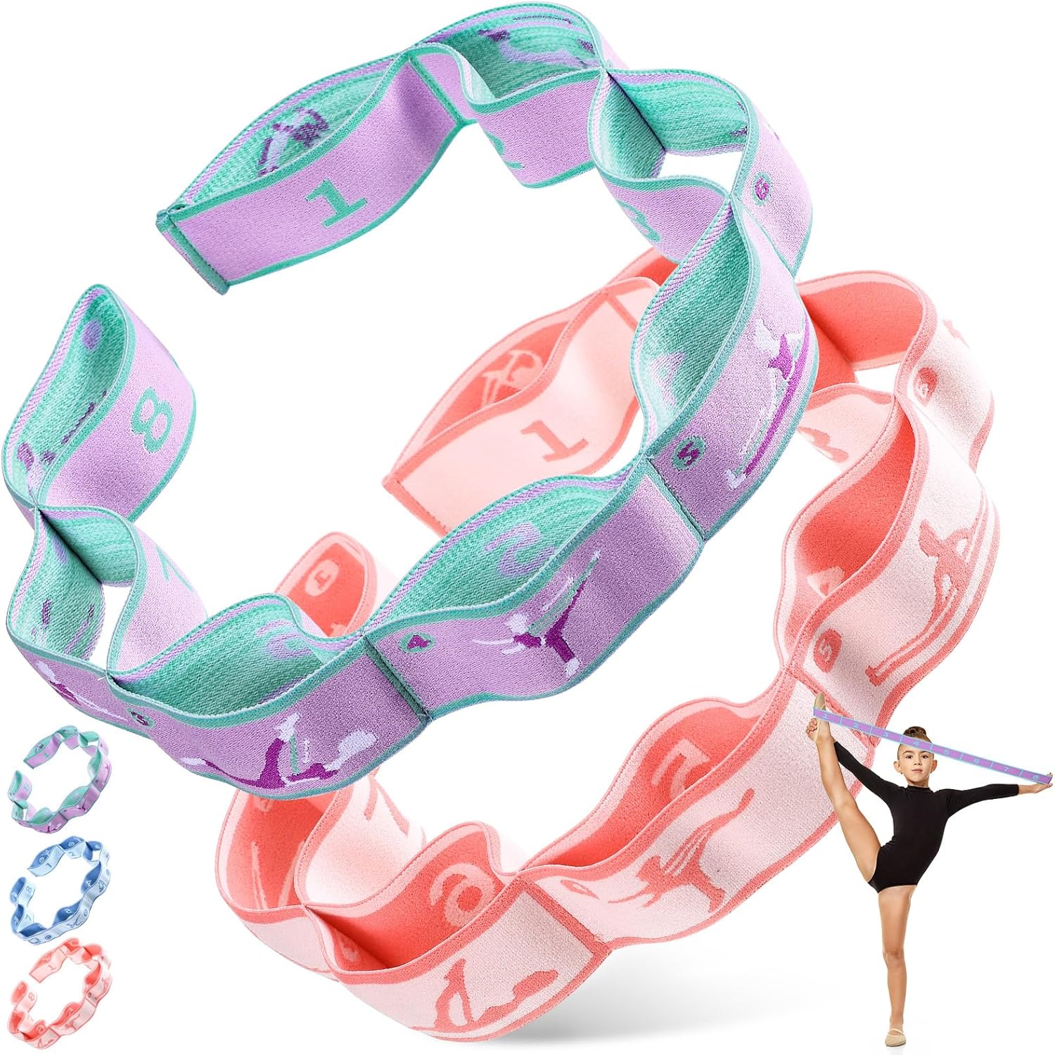 Stretch Strap for Kids Elastic Gymnastics Stretching Ballet Dance Band with 8 Loops Adjustable Exercise Training Resistance Strap for Children Stuff Pilates Latin Yoga Equipment - Image 2