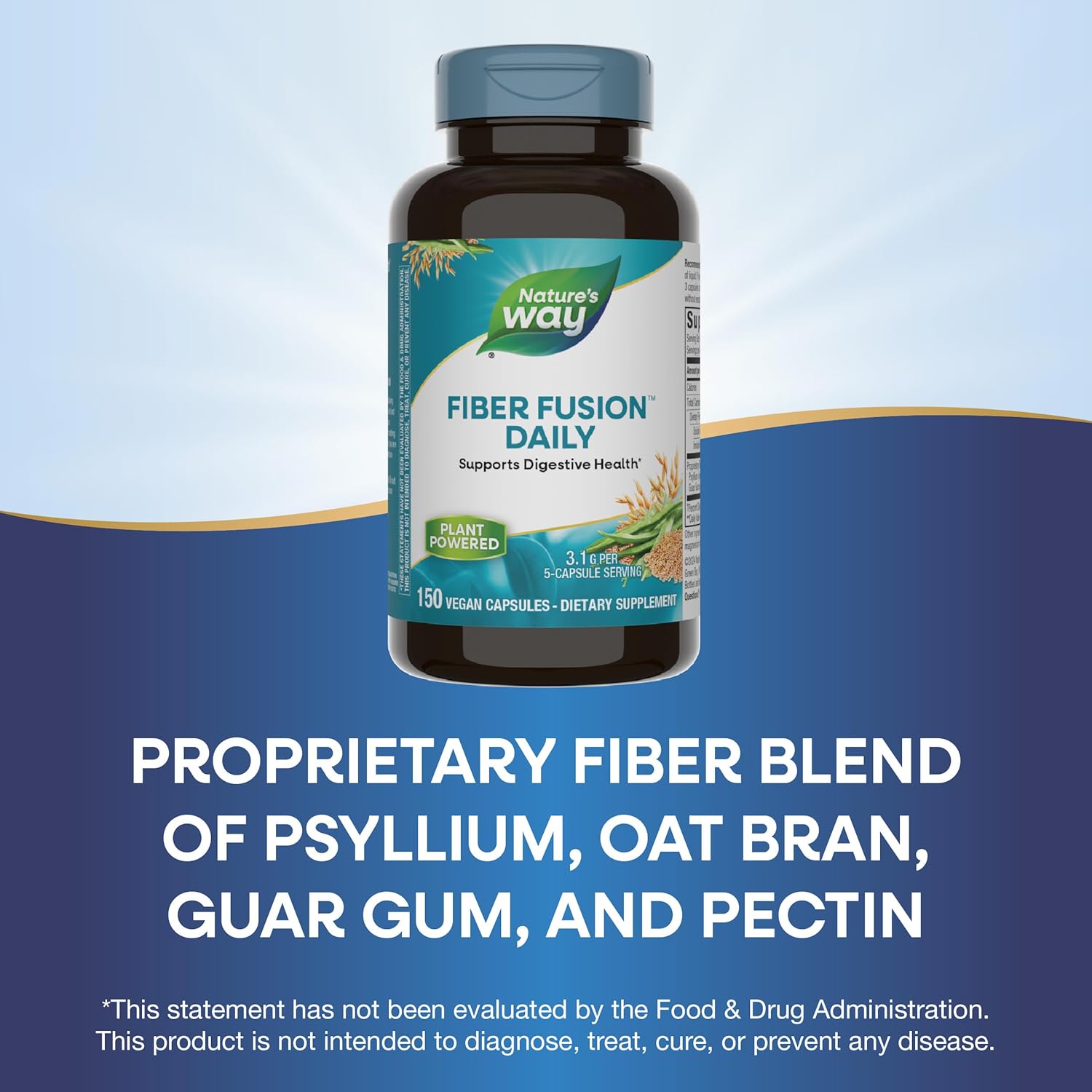 Nature's Way Fiber Fusion Daily, with Psyllium Husk, Oat Bran, Guar Gum, Pectin, Digestive Health Support*, Vegan, 150 Capsules (Packaging May Vary) - Image 5
