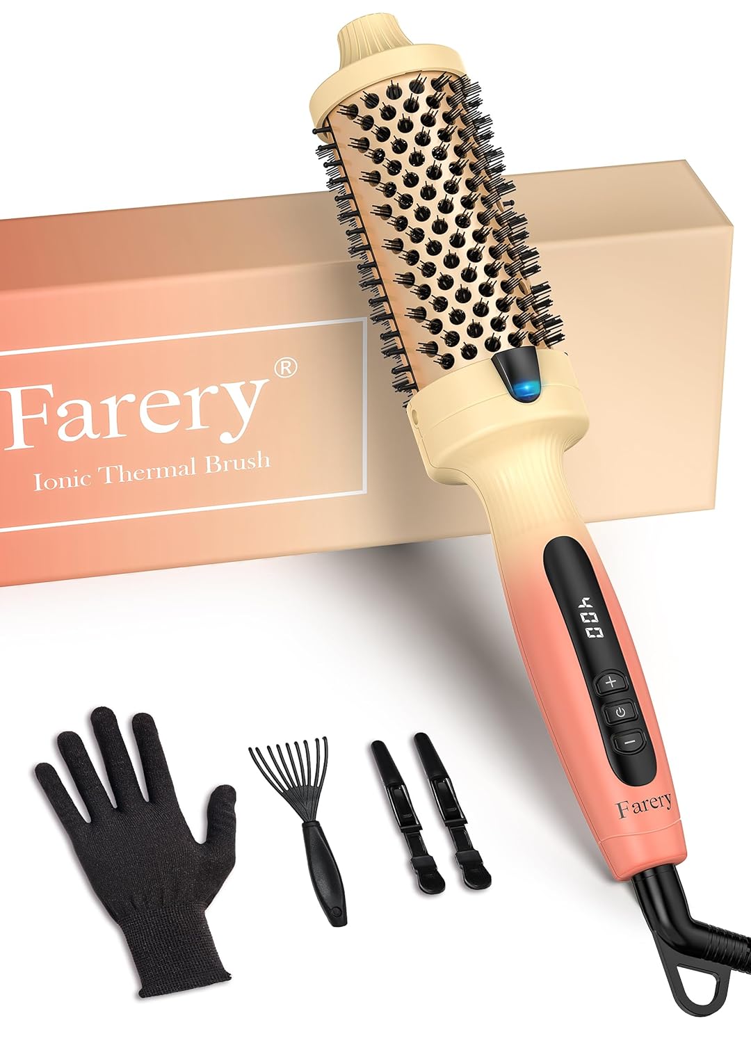 1.77-Inch Thermal Brush - Ceramic Ionic Heated Round Brush for 90's Full-Bodied Style, Volumizing, Smooth Hair & Natural Curls, Dual MCH Heating, Digital Display, 9 Temperature, Dual Voltage - Image 2