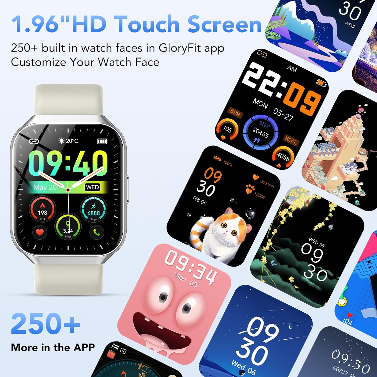 Smart Watch for Men Women, 1.96" Smartwatch (Answer/Make Call), IP68 Waterproof Fitness Tracker, 112+ Sport Modes, Heart Rate and Sleep Monitor, Pedometer, Smartwatches for Android iOS,Beige White - Image 6