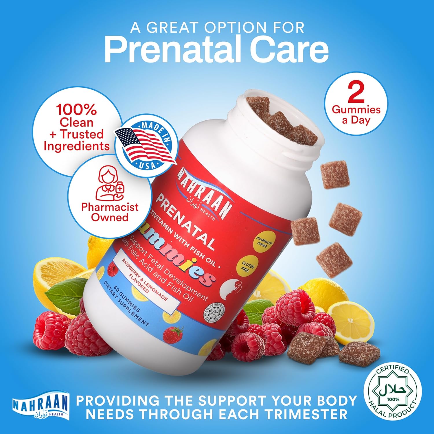 Halal Prenatal Gummies for Women - Halal Gummy Prenatal Vitamins with DHA and Folic Acid for Before/During/After Pregnancy, 60 Count, 30 Day Supply - Image 6