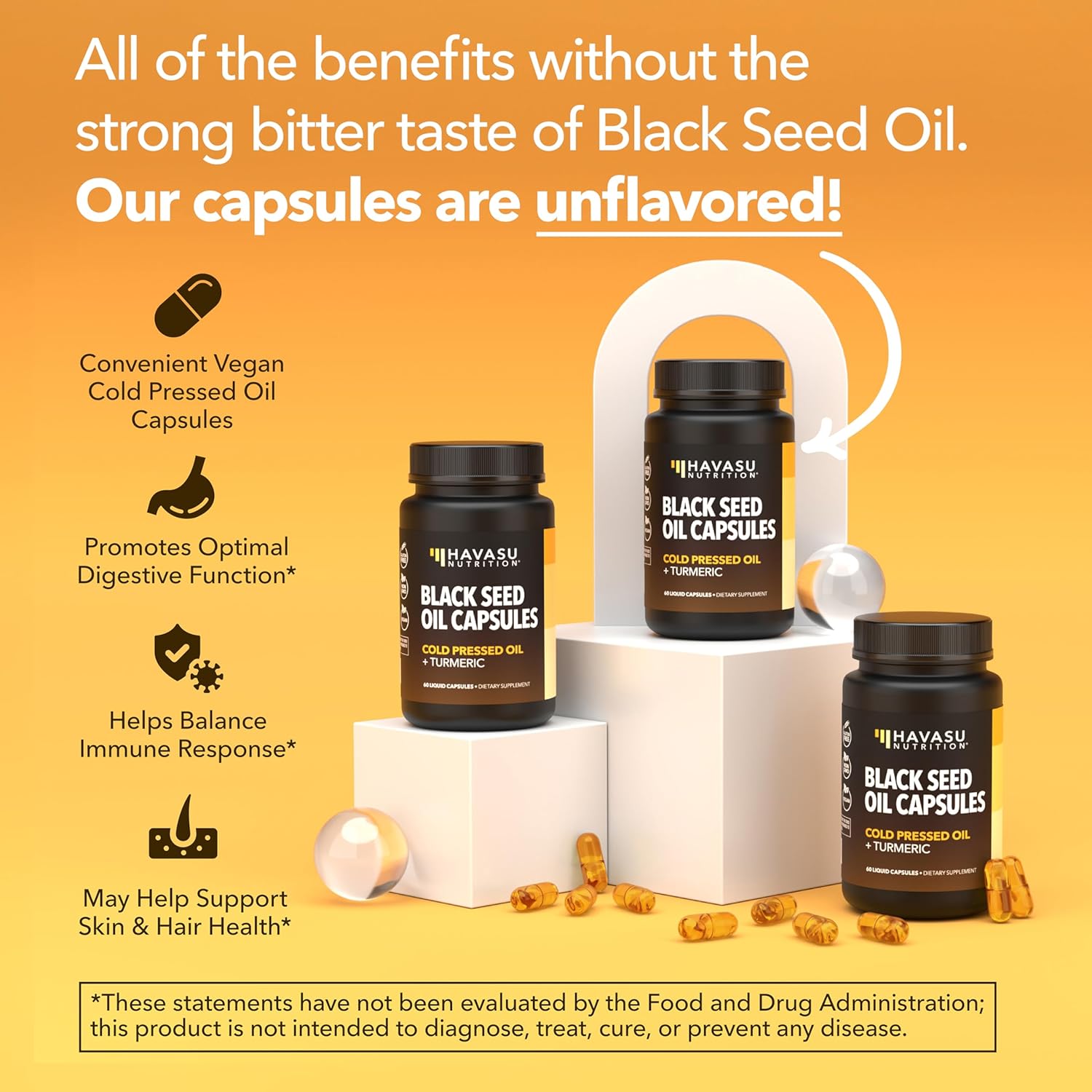 Black Seed Oil Capsules with Turmeric Curcumin Supplement - Immune & Digestive Health Support - 60 Count - Vegan, Non-GMO, Cold Pressed Black Seed Oil with Curcumin (95% Curcuminoids) - 1 Month Supply - Image 7