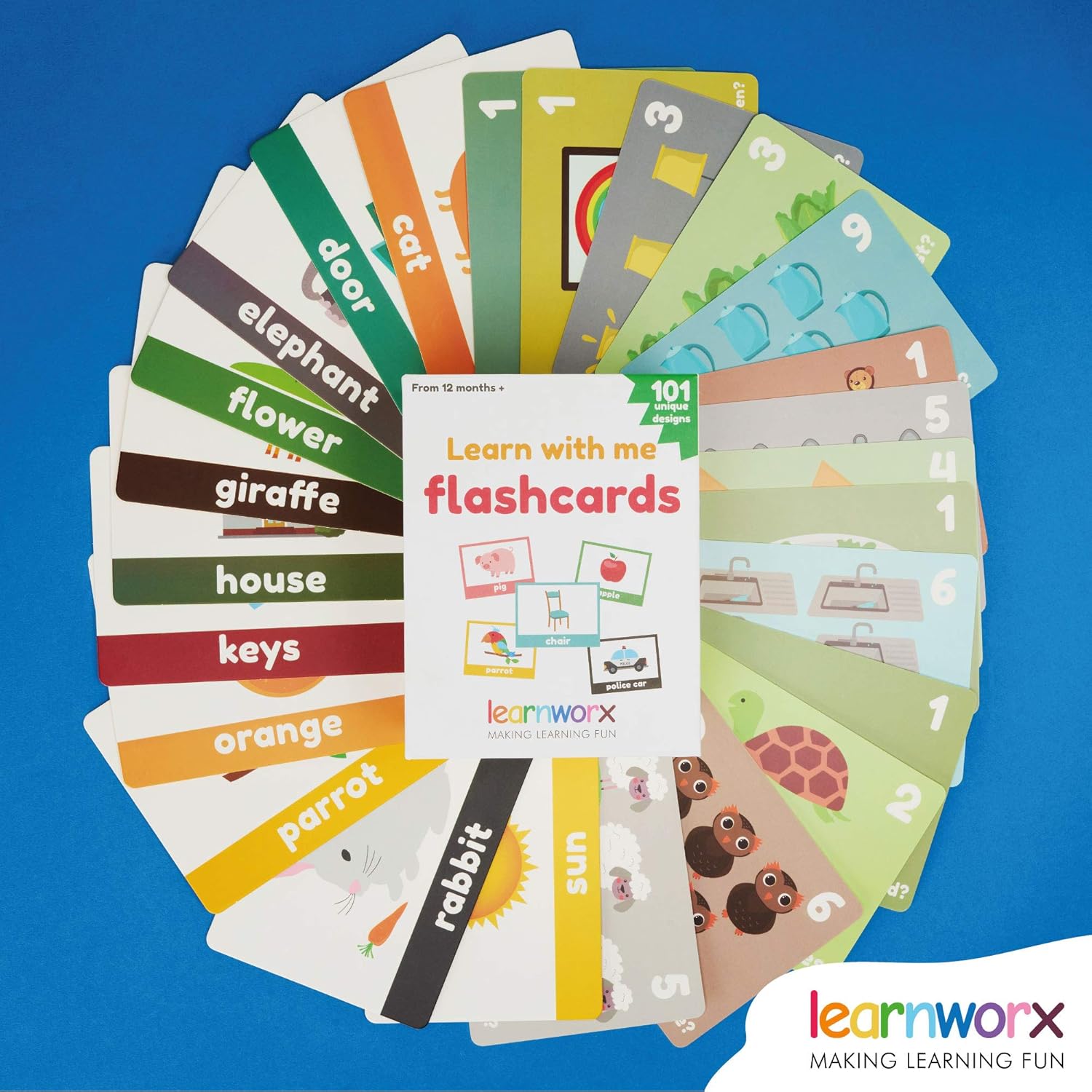 LearnWorx 101 Baby Flash Cards for Toddlers 1-3 | Award Winning First Words Toddler Flash Cards | Speech Toys Help Learn Objects, Numbers & Play Games - Big Toddler Learning Flashcards Preschool Kids - Image 10
