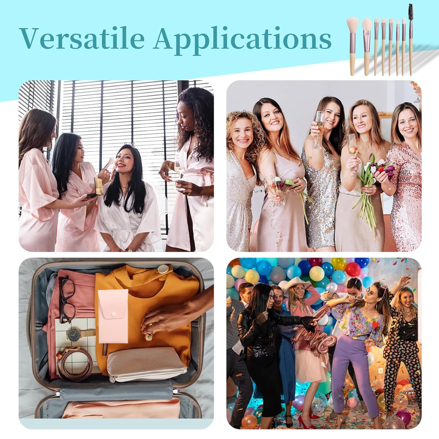 16 Sets Travel Makeup Brush Set Synthetic Fiber Face Foundation Make up Brushes Bridesmaid Gift with Travel Makeup Bag for Wedding Bridal Shower Favors Bachelorette Party Gift (Ivory Beige) - Image 6