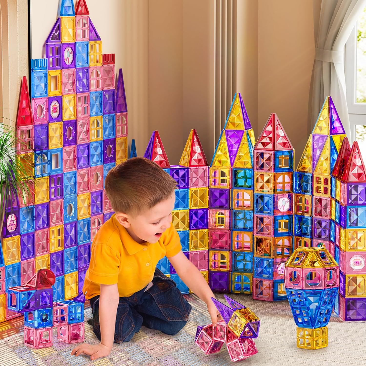 Magnetic Tiles for Kids Toddlers Ages 3-5 4-8 8-10, Magnetic Building Blocks for Kids Ages 4-8 8-12, Educational Magnets Tiles Building Blocks Toys for Toddlers Kids Christmas Birthday Gifts - Image 4