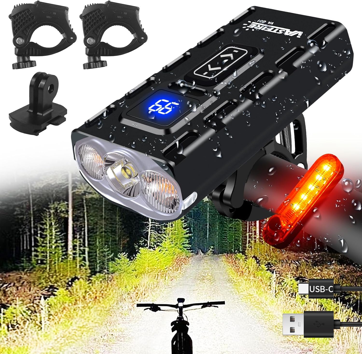 Bike Lights for Night Riding Aluminum Mounts Waterproof Bike Light Front and Back USB-C Rechargeable Bicycle Light Metal EBike Headlight Luces para Bicicleta luz para Bicicleta - Image 2