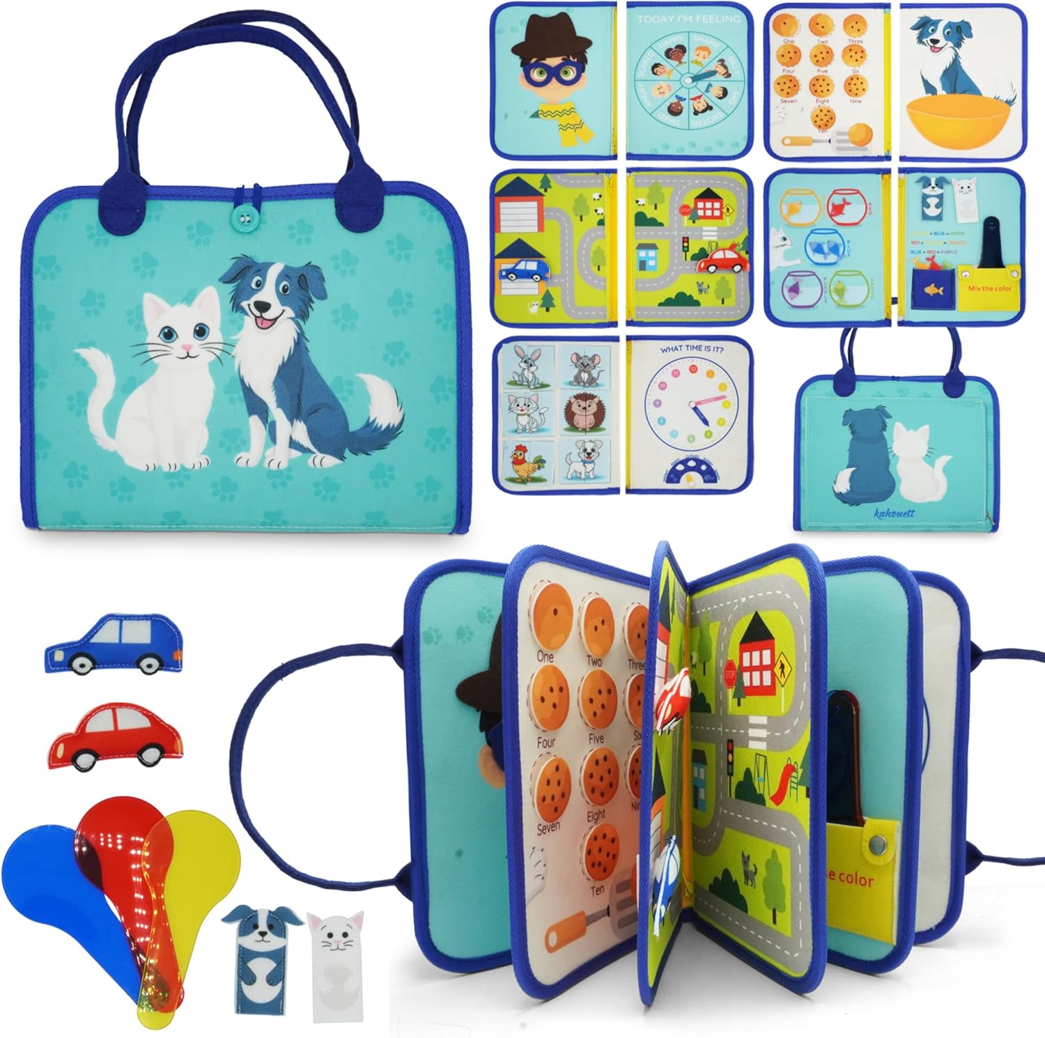 Busy Board Book for Toddlers 1-3 Year Olds Montessori- Interactive Sensory Toys with Numbers, Colors & Emotions - Quiet Educational Activity Book with Velcro Games & Puzzles - Birthday Gift - Image 2