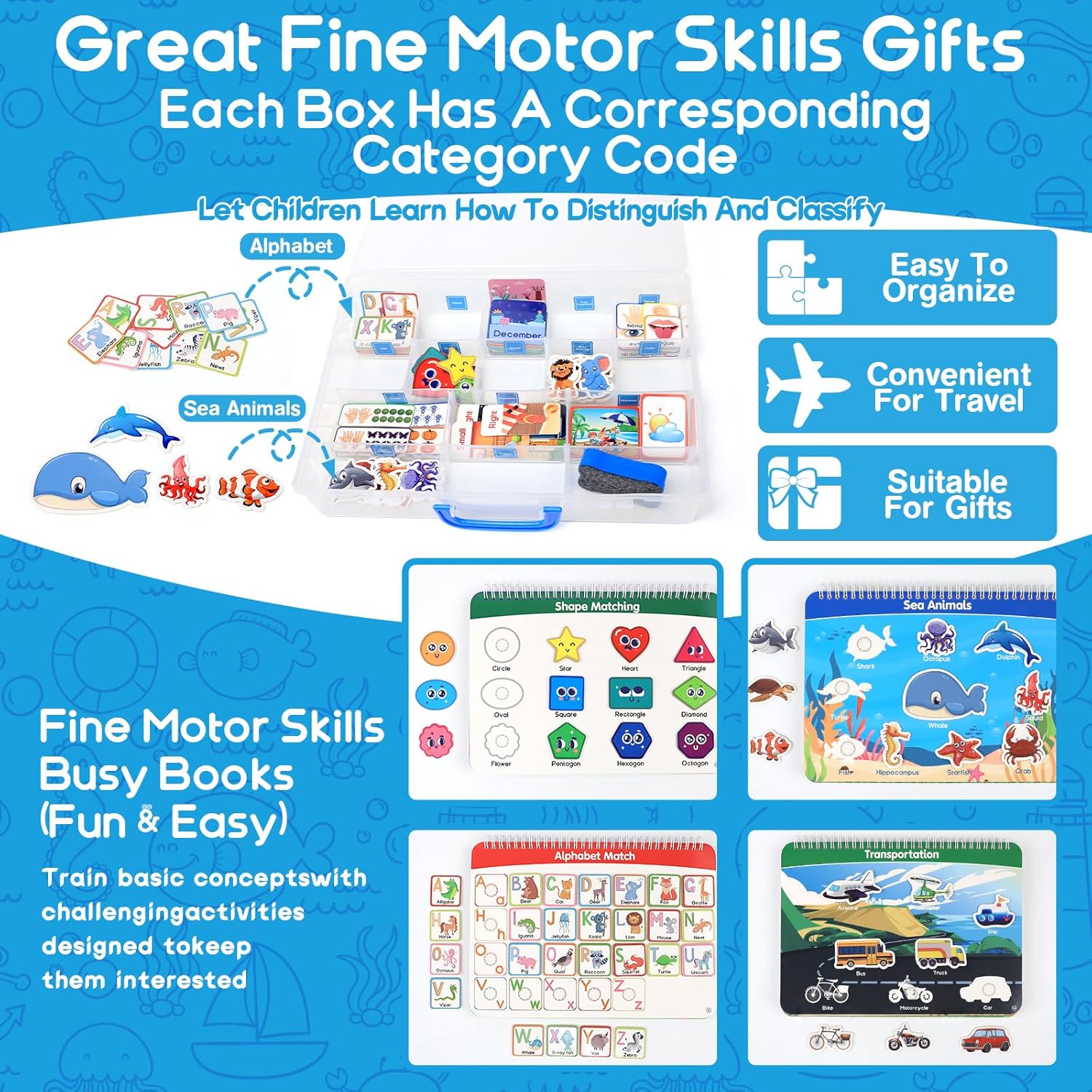 15 Themes Preschool Busy Book for Toddlers with Case, 176 Pieces Accessory Complete Preassembled Activity Books for Kids, Learning Resources Montessori Educational Toy, Gifts for 3+ Year Old Boy Girl - Image 6