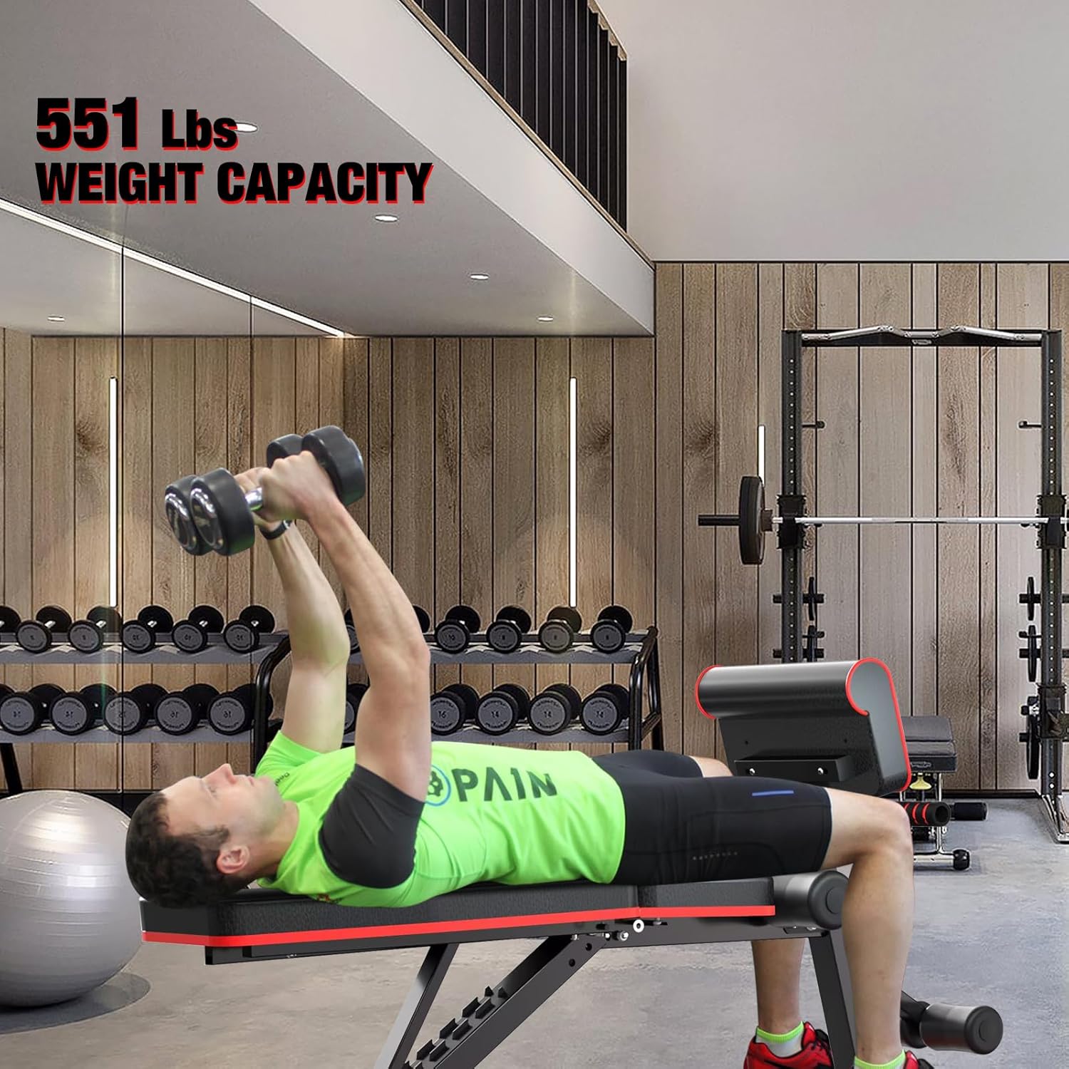 Modern-Depo Adjustable Weight Bench Foldable Press Sit Up Bench for Home Gym Training Full Body Workout Multi-Purpose Flat Incline Exercise Bench, Black - Image 5