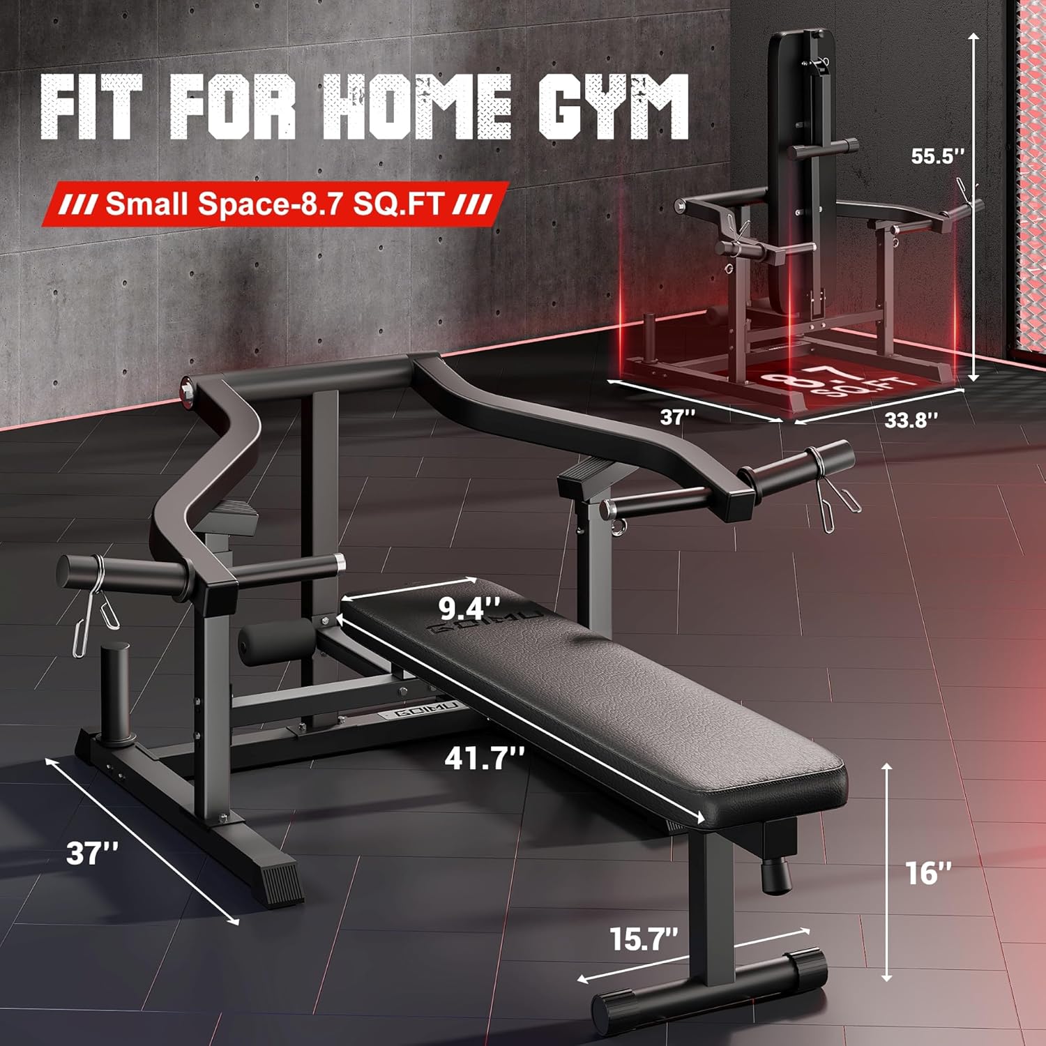 Chest Press Machine, Weight Bench Press Machine with Independent Converging Arms, Adjustable Flat Incline Bench Press for Chest, AB Workout Home Gym Equipment(Black) - Image 3