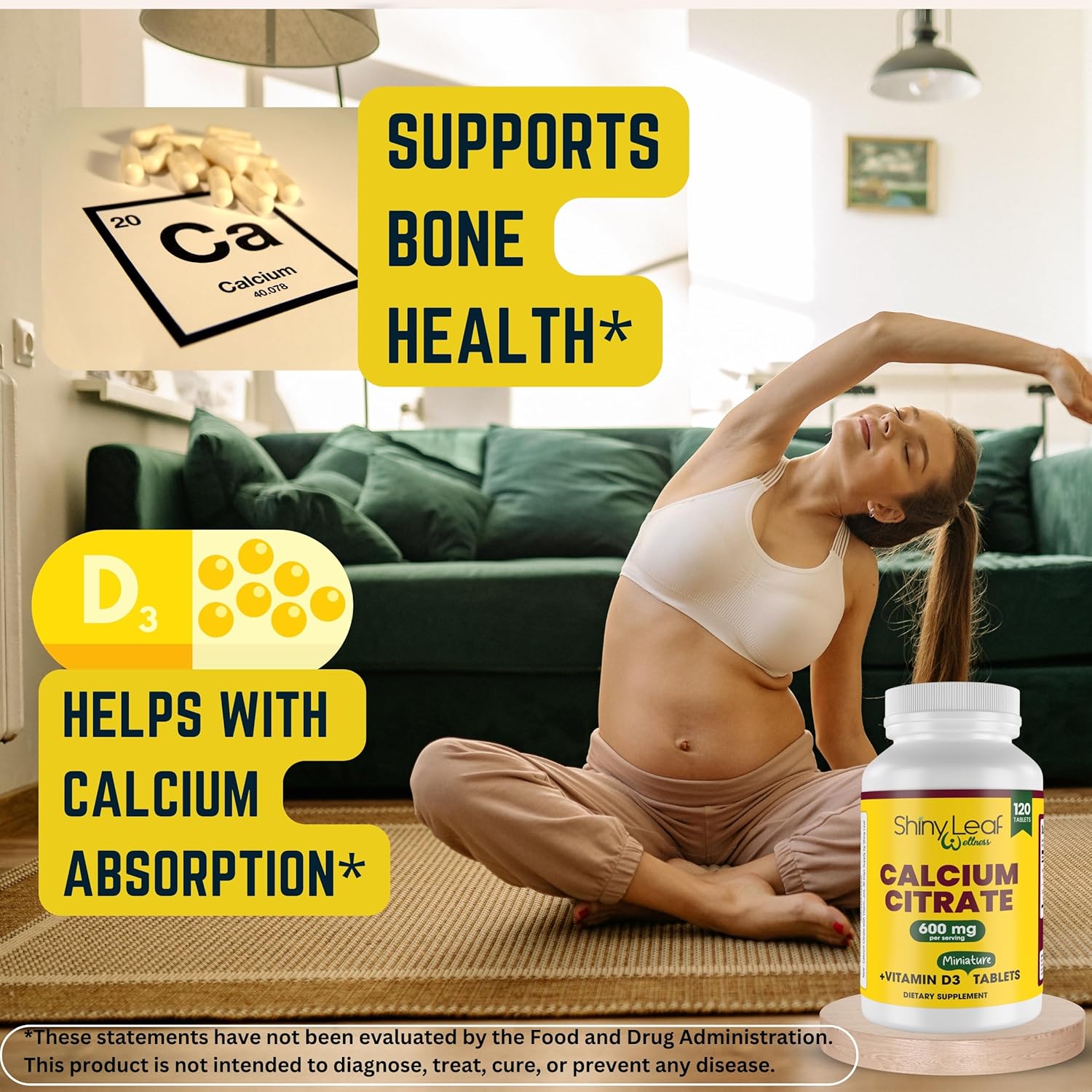 Shiny Leaf Calcium Minis 600 mg - Daily Tablets of Calcium Citrate 600mg Plus Vitamin D3 for Bariatric Post-Op and Gastric Bypass for Women and Men, Easy to Swallow, Made in USA, Vegetarian - 120 Ct. - Image 8