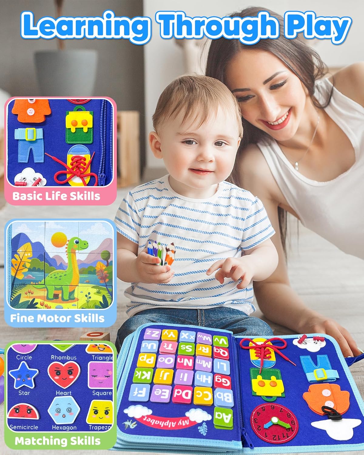 Toddler Busy Board Montessori Toys for Toddler Boy Birthday Gifts, Busy Book Sensory Learning Toys for Toddlers, Educational Activities Airplane Car Travel Toy for Boys - Image 6