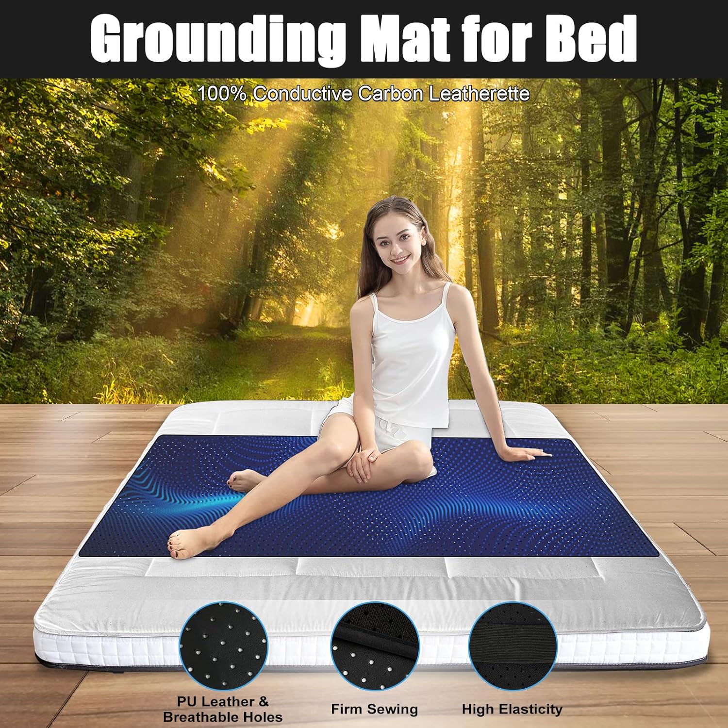 Grounding Mat for Bed, Queen Size Earthing Mattress Cover Sheets Pad Grounding Kit, Grounding Cord Included (Queen, 60 * 27") - Image 3