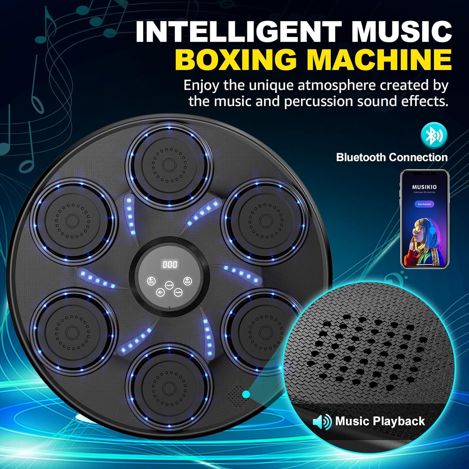 Music Boxing Machine for Adults and Kids, Boxing Machine with Gloves, Sounding Punch Boxing Machine, Boxing Punching Machine, Large Size Wall Mounted Electronic Boxing Target with 9 Speeds & Modes - Image 9