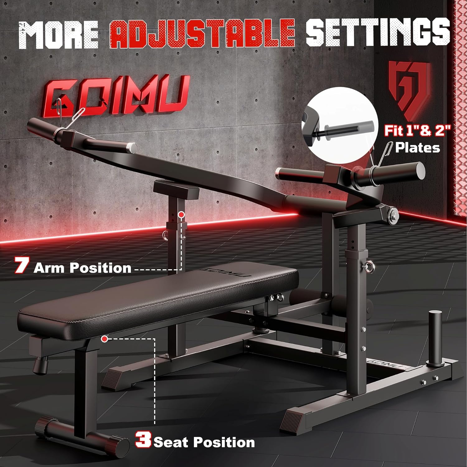 Chest Press Machine, Weight Bench Press Machine with Independent Converging Arms, Adjustable Flat Incline Bench Press for Chest, AB Workout Home Gym Equipment(Black) - Image 8