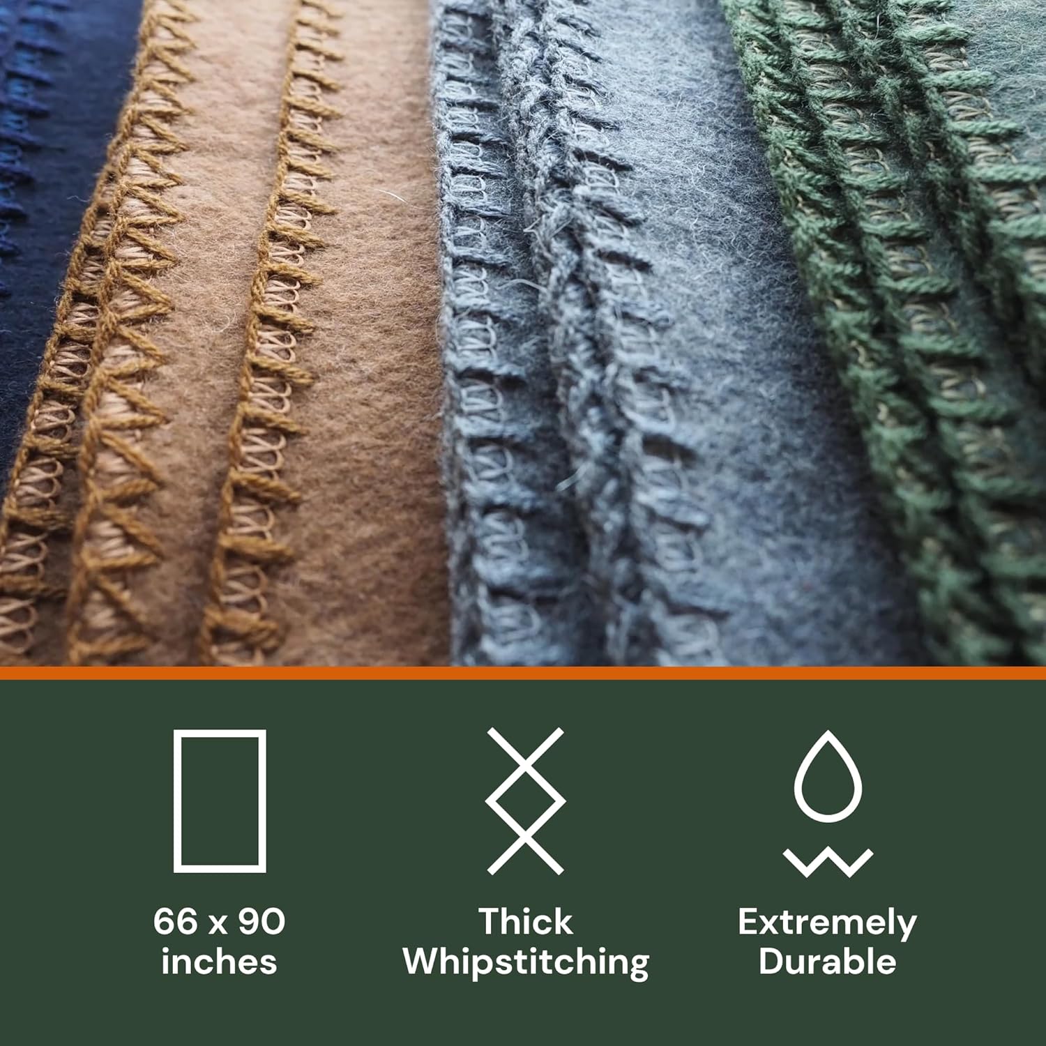 Woolly Mammoth Merino Wool Blanket - Large 66" x 90", 4LBS Camp Blanket | Thick Cabin Outdoors Throw, Cold Weather, Emergency, Camping Gear, Hiking, Survival, Army, Outside, Twin Size Bed, Tan Color - Image 7