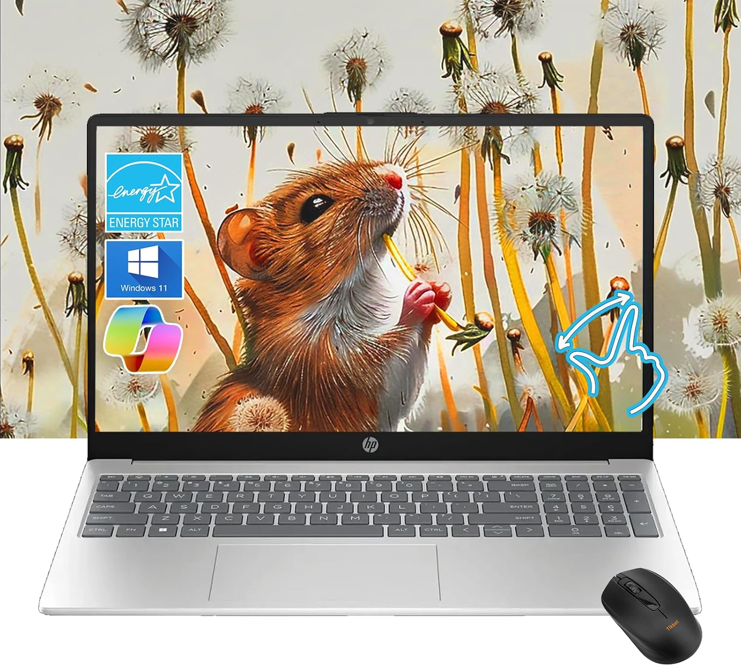 HP Pavilion 15.6" HD Touchscreen Laptop | 32GB RAM | 1TB SSD | Intel Core i3-1215U up to 4.1GHz | 11Hr Battery | Windows 11 | USB-C & HDMI | Sleek Silver | w/Mouse - Image 2