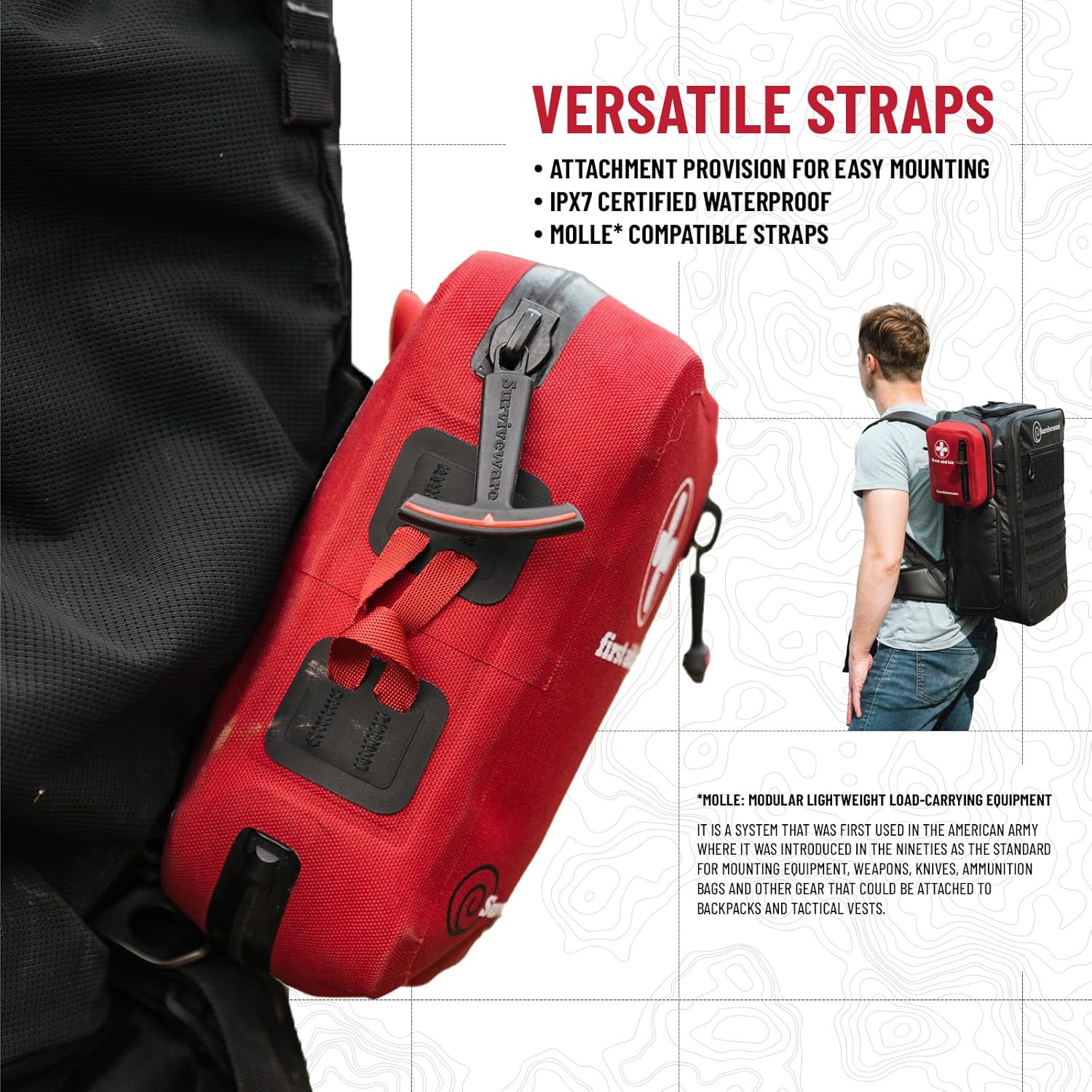 Surviveware 98 Pcs Waterproof Premium Survival First Aid Kit - Survival Emergency Preparedness for Travel Camping Gear, Survival Kit and Outdoor Emergencies - HSA & FSA Eligible Survival Kit - Image 6