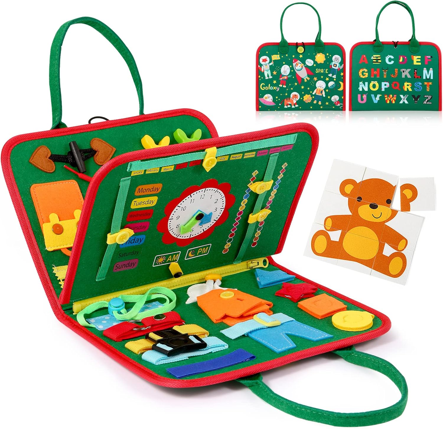 Hooku Busy Board for 1 Year Old, Montessori Sensory Toys for Toddlers 1-3, Fine Motor Travel Toys, Toddler Learning Activities, Birthday Gifts for Baby Boy Girl - Image 2