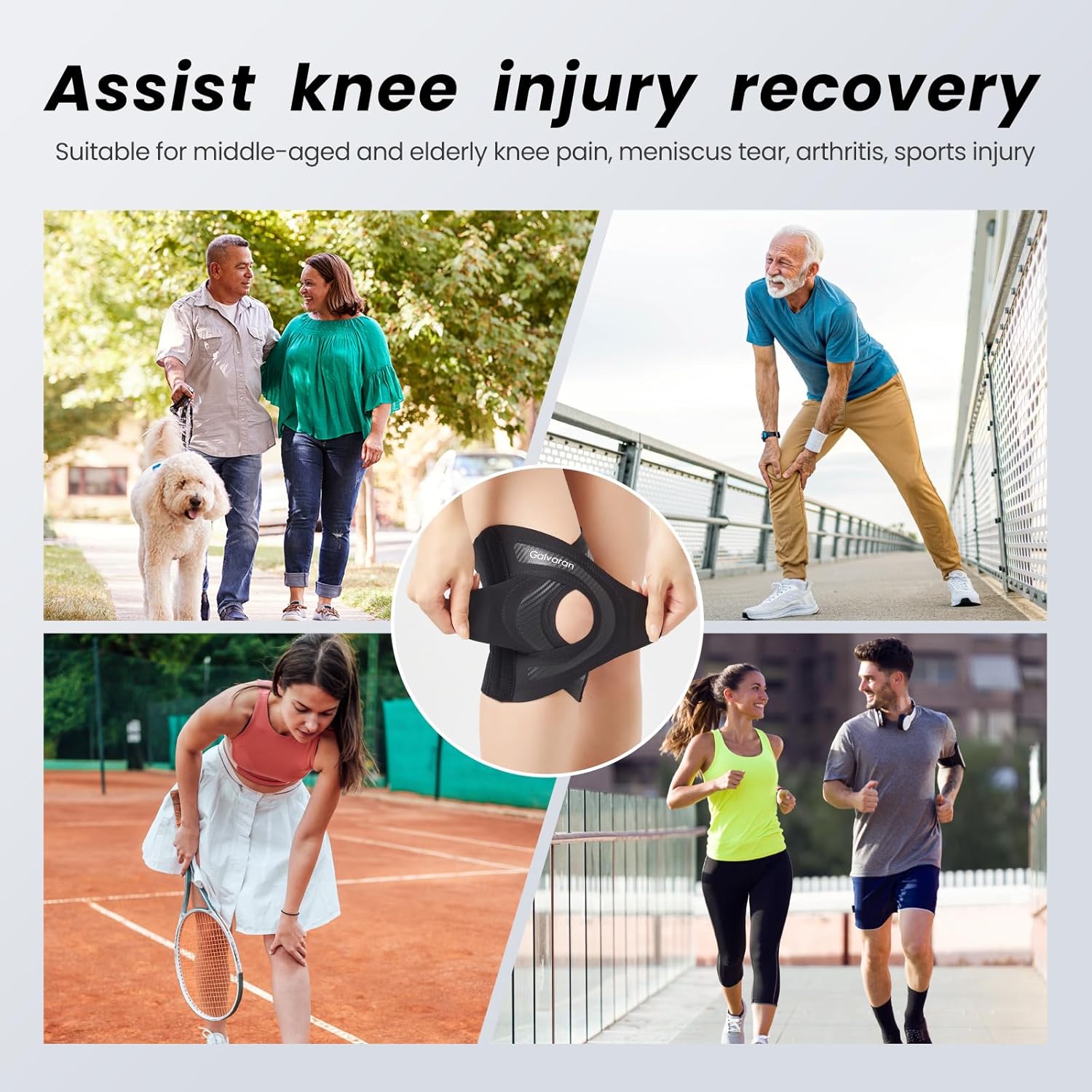 Galvaran Knee Brace for Women & Men, Relief Recovery Meniscus Tear, Arthritis Pain, ACL & MCL, Knee with Side Stabilizers,Adjustable Knee Support (Black, Medium) - Image 7