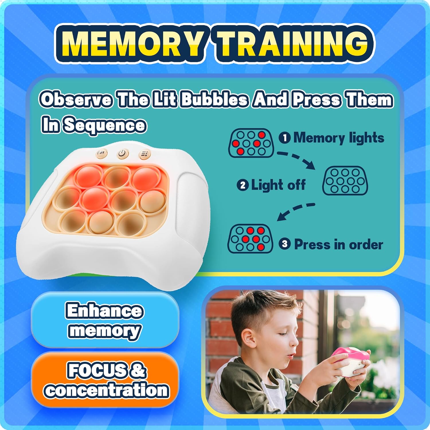 Handheld Game for Kids 6-12,4 Modes Games, A Toy Game Machine That Exercises Reaction Ability and Improves Concentration |Teens Boys & Girls Ages 3-12 Years Old & Up - Image 7