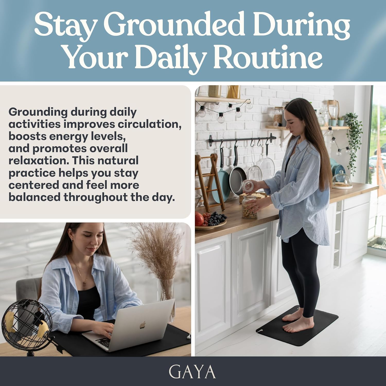 GAYA Grounding Mat for Feet, Sleep Improvement, Back Pain Relief, Muscle Relaxation & Stress, Earthing Pads for Bed, Ground for Desk, Earth Mats, Bedding Pad (24''X16'') - Image 9
