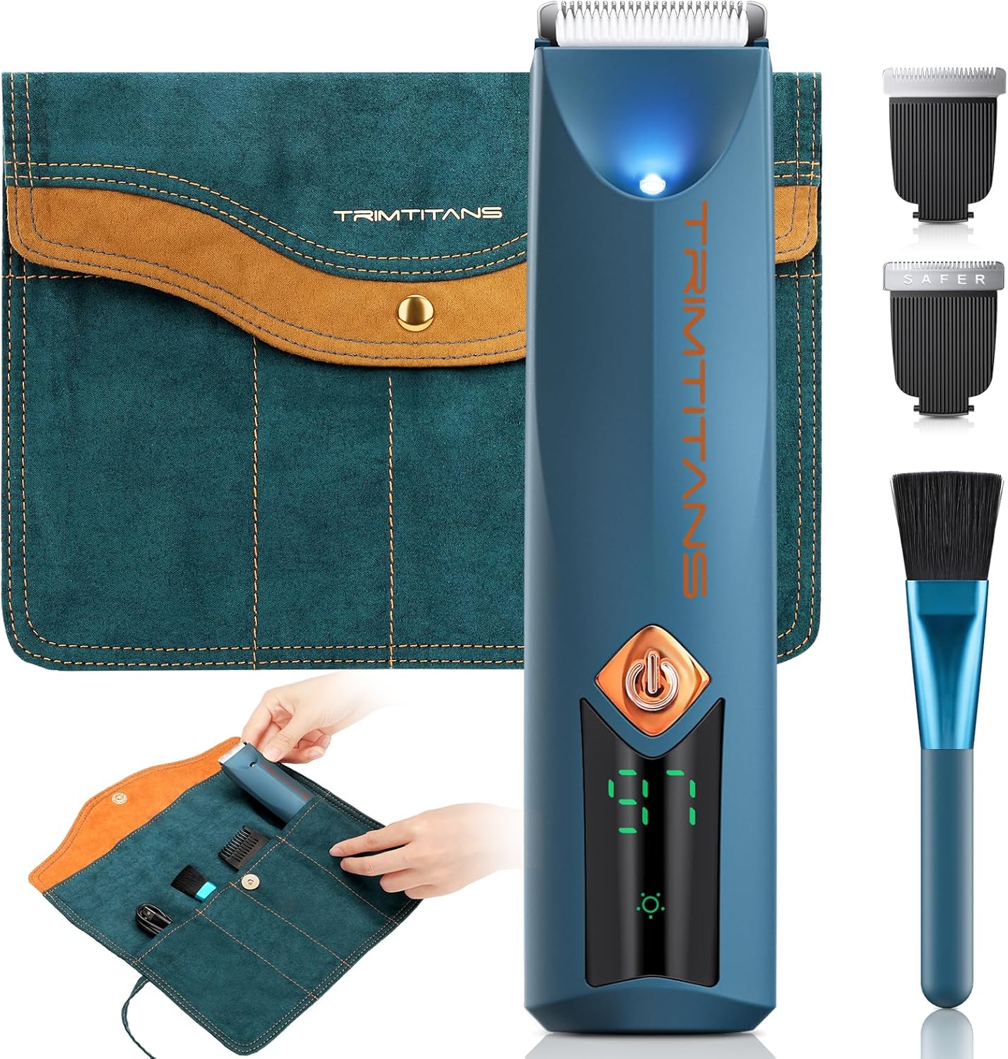 Body Hair Trimmer for Men with Storage Bag, 2-in-1 Groin Hair Trimmer & Body Groomer Ball Shaver Electric Razor for Men Pubic Hair with 2 Replaceable Ceramic Blades, Gifts for Him Husband - Image 2
