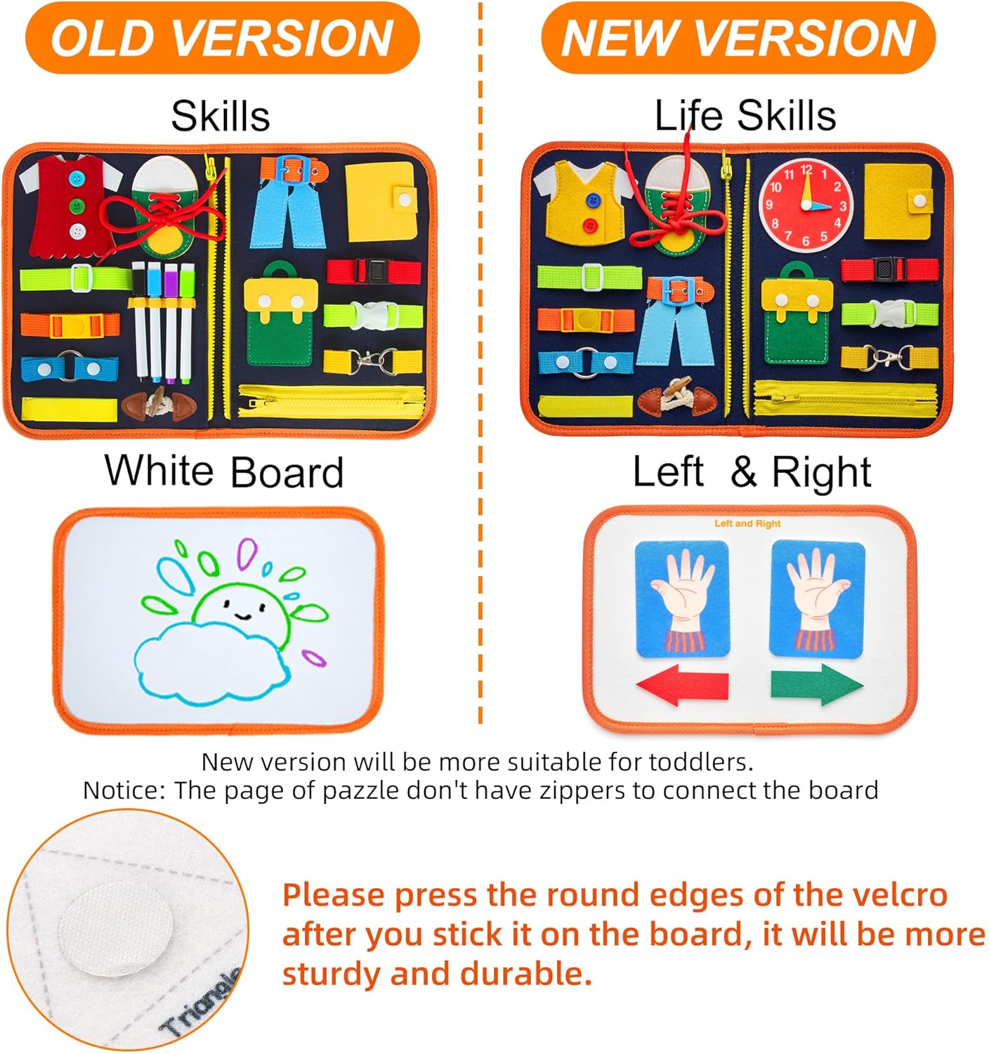 Freebear Busy Board Toddler Travel Sensory Toys for 1 2 3 4, Montessori Learning Activities Board, Educational Toys for 3 4 Year Old Boys Girls Gift, Classic - Image 3