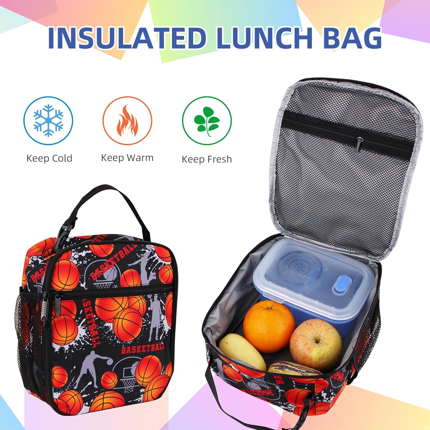 Basketball Backpack with Lunch Box Lightweight Casual Travel Basketball Backpack 17 inch Men Gift for Baseball Lover - Image 4