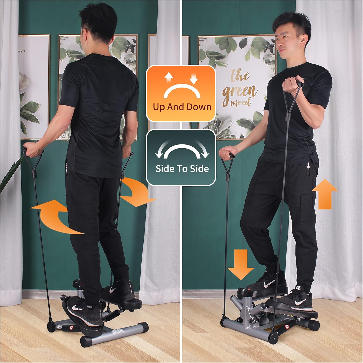 leikefitness Premium Portable Twist Stair Stepper Adjustable Resistance, Twisting Step Fitness Machine with Bands and LCD Monitor - Image 7
