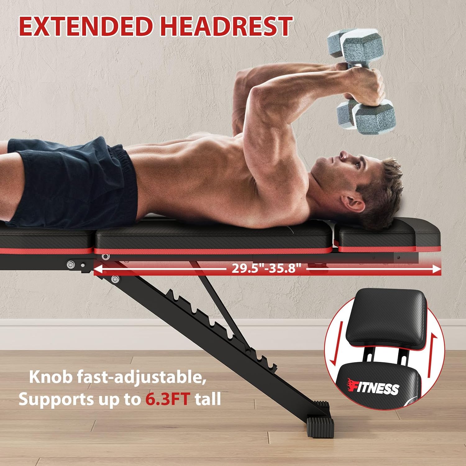 Adjustable Weight Bench with Leg Extension Preacher Pad, 880LBS Capacity Workout Bench Multi-function Bench Press Full Body Workout, Incline Decline Bench for Home Gym Strength Training - Image 4