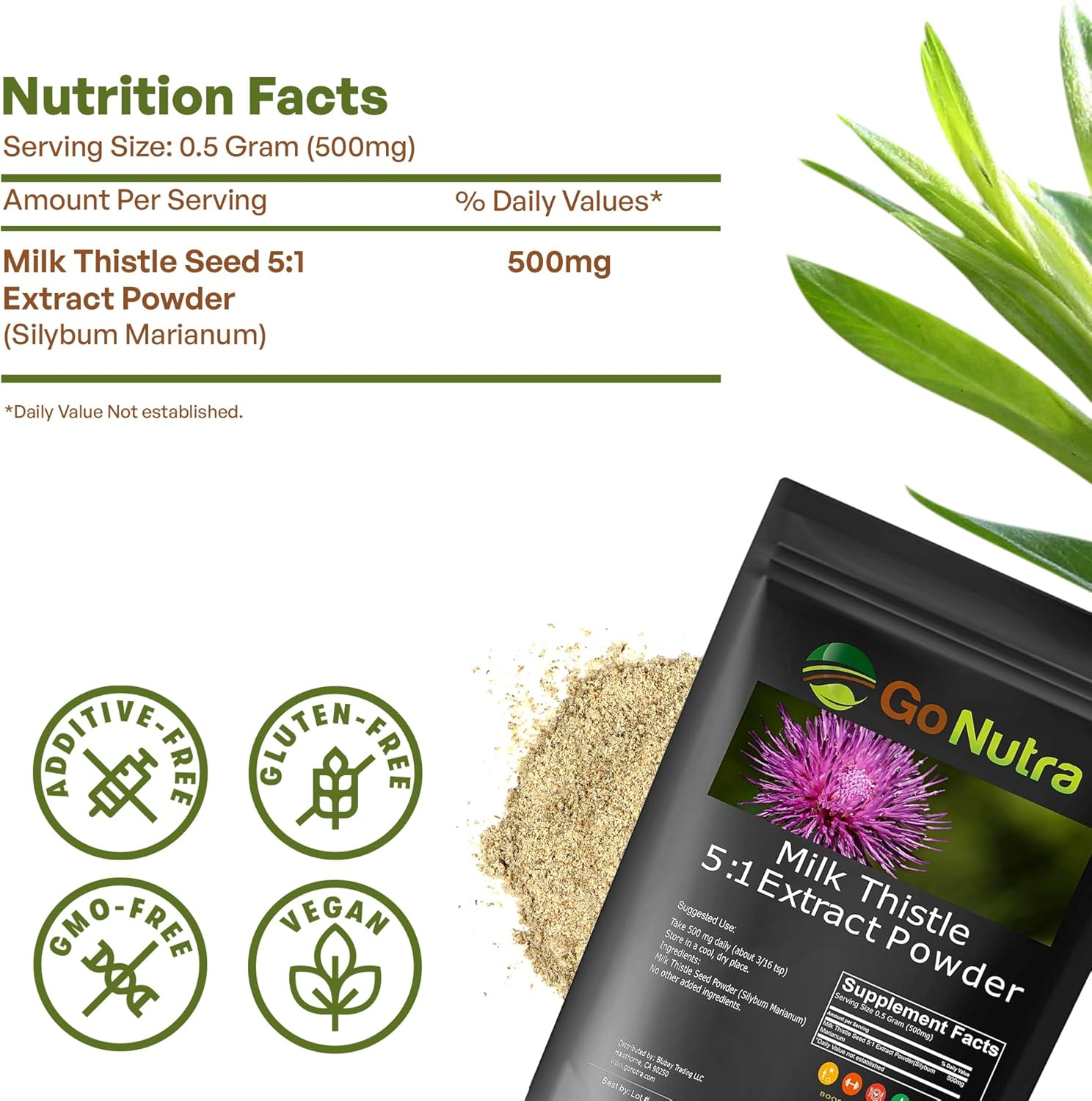 Go Nutra Milk Thistle Powder 1 lb. | Milk Thistle Extract 5:1 Strength Silymarin | Silybum Marianum Herbal Supplement Non-GMO - Image 7