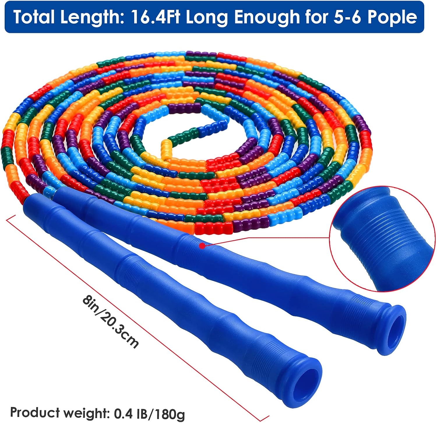 Double Dutch Jump Rope Long Jump Rope 16 FT 1 Pack/2 Pack, Adjustable Soft Beaded Diy Jump Rope for Kids Adult Long Enough for 5-6 Jumpers - Image 4
