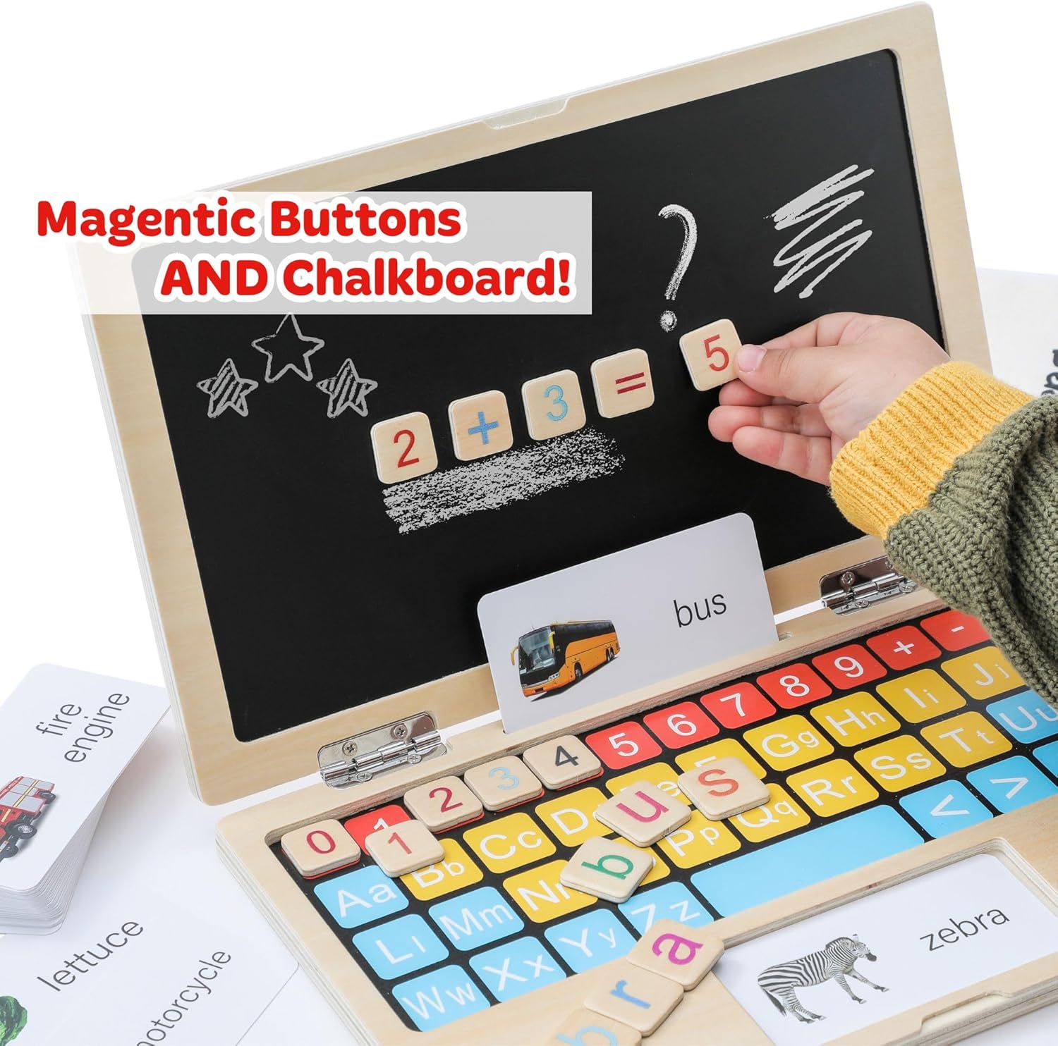 BEKILOLE Montessori Toys 11.8" Laptop Preschool Learning Activities 3 Year Old Boy Gift, Pretend Play Toddlers Birthday Gift,Learning and Educational Toys for 3 4 5 6 7 8 Year Old Kids - Image 3