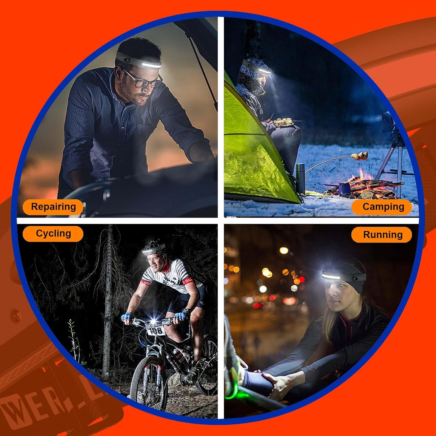 Rechargeable Headlamp, 2 Pack LED Headlamp Flashlight Wide Beam Lightweight Headlamps, 1200 lumen 230 Head Lamp for Adults, Bright Head Lights for Forehead, 5Mode Headlamp for Camping, Cycling,Running - Image 9