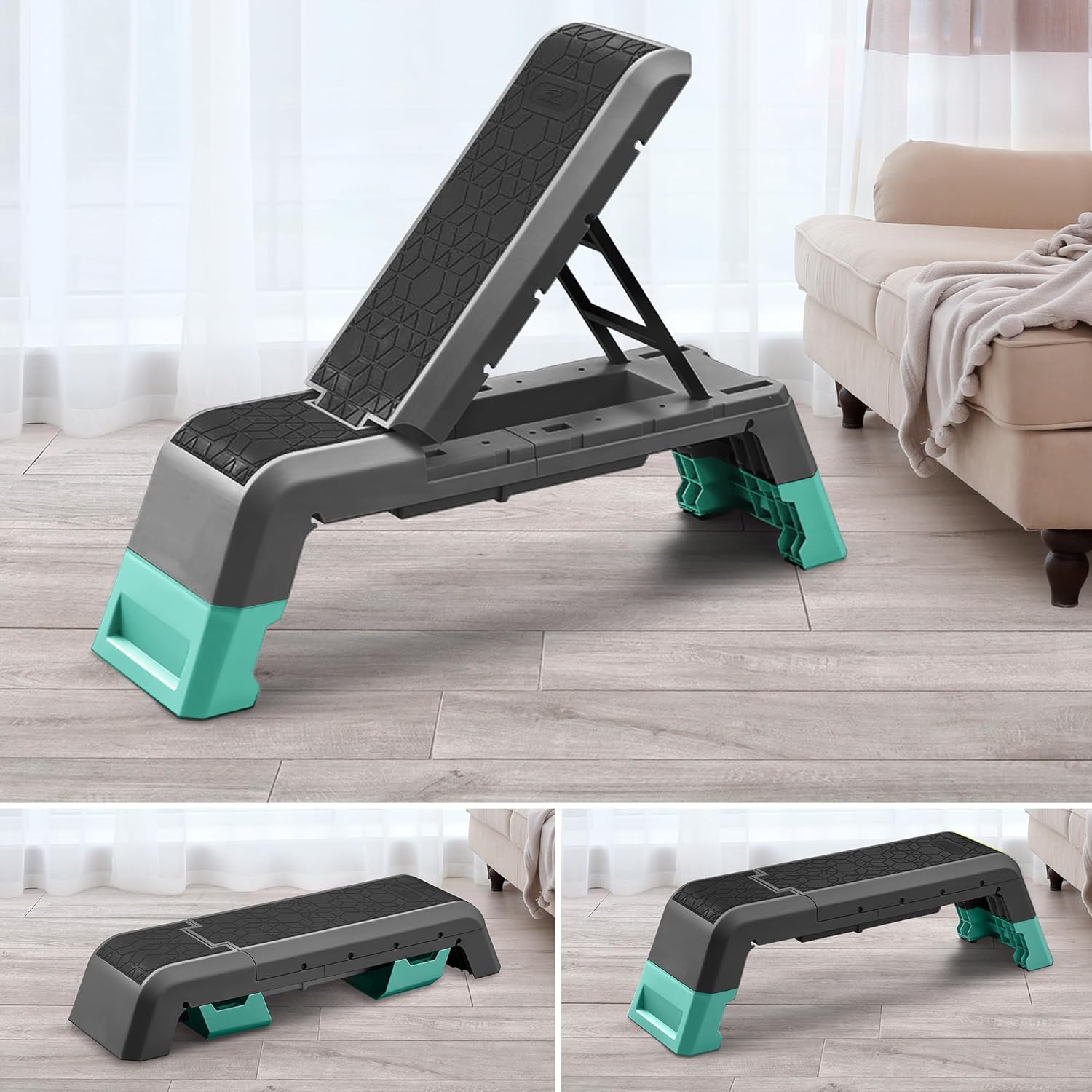 leikefitness Multifunctional Aerobic Deck with Cord Workout Platform Adjustable Dumbbell Bench Weight Bench Professional Fitness Equipment for Home Gym - Image 6
