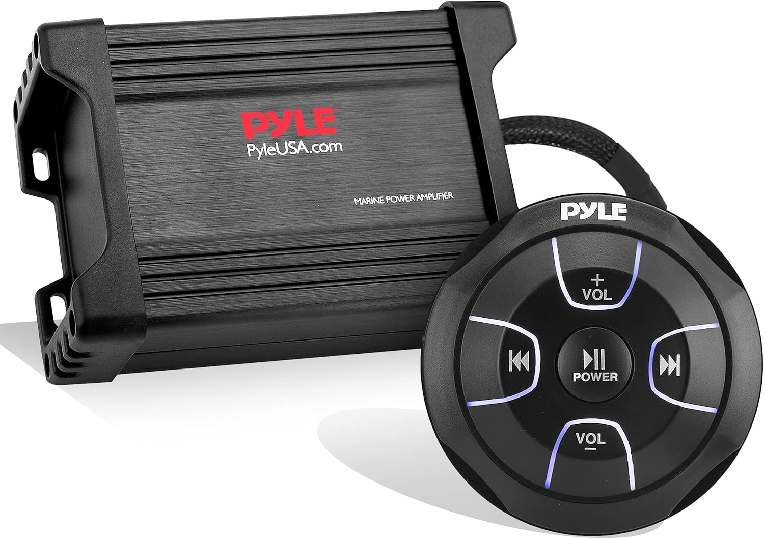 Pyle Waterproof Bluetooth Marine Amplifier Receiver - Weatherproof 2 Channel Wireless Amp for Stereo Speaker with 600 Watt Power, Wired RCA, AUX and MP3 Audio Input Cable - (Black) - Image 2