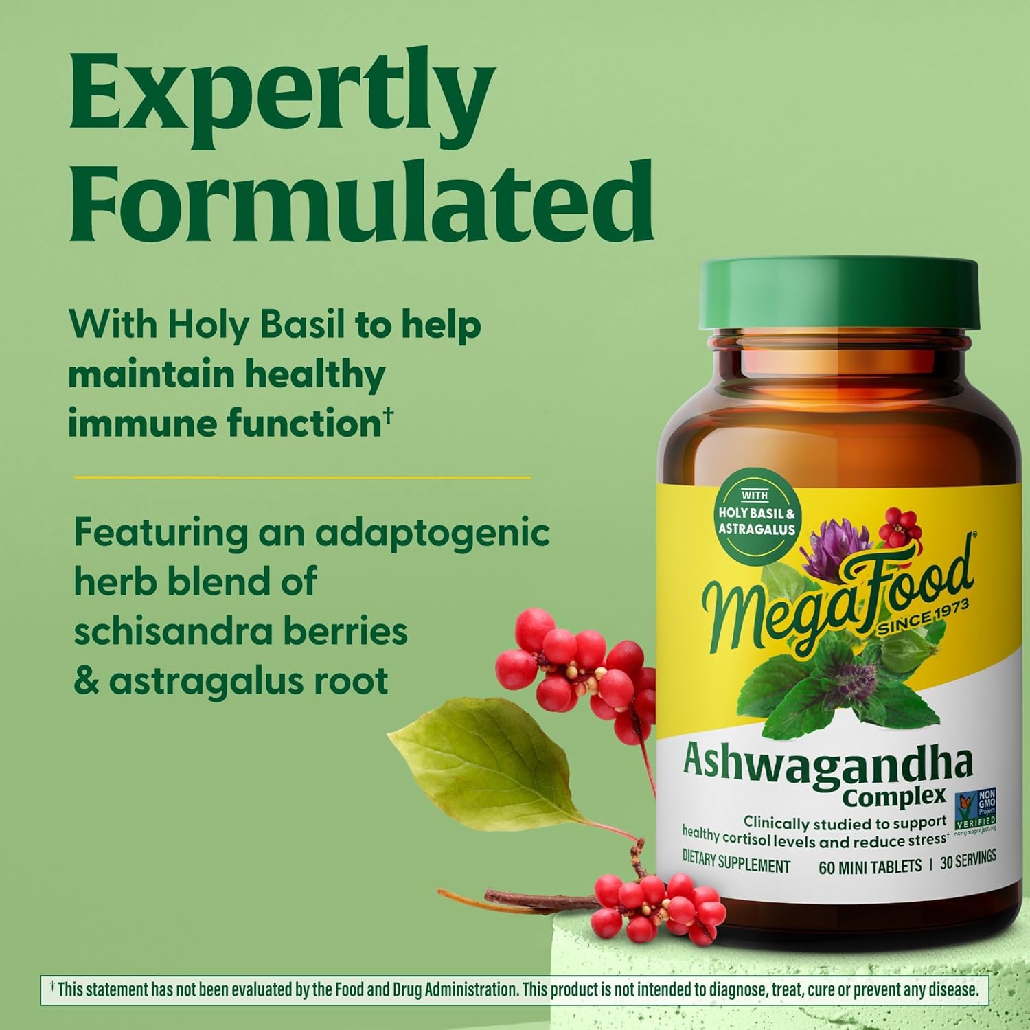 MegaFood Ashwagandha Complex (Formerly Stress Protect) - Ashwagandha Supplements with Astragalus Root & Holy Basil - Vegetarian & Gluten Free Cortisol Supplement - 60 Mini Tablets, 30 Servings - Image 6
