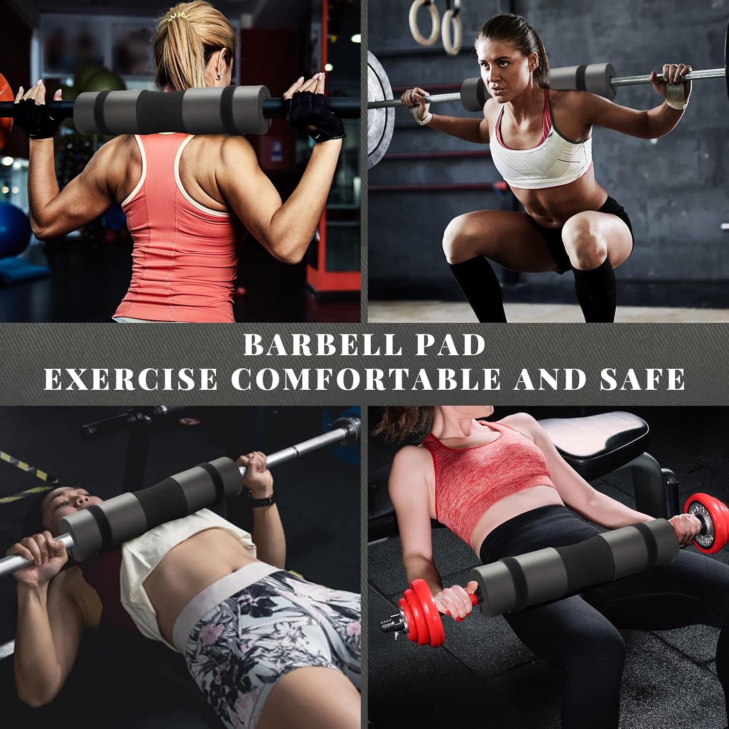 Barbell Pad Set,10 Pcs Barbell Pads for Hip Thrust Squat & Lunges Support,with 2 Workout Ankle Straps, 2 Gym Straps Weight Lifting, 2 Gym Gloves, Resistance Band, Olympic Bar Pad,Carry Bag - Image 8