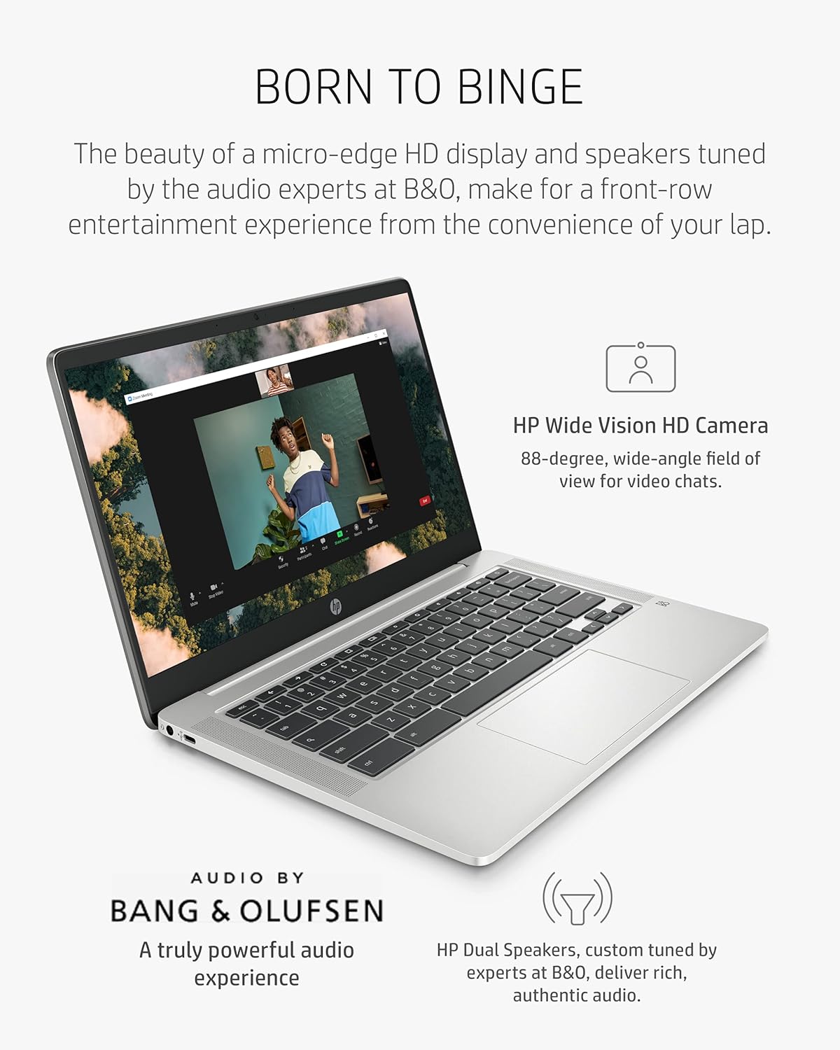 HP Chromebook 14 Laptop, Intel Celeron N4020, 4 GB RAM, 32 GB eMMC, 14” HD Micro-Edge Display, Chrome OS, Thin & Portable, 4K Graphics, Backlit Ash Gray Keyboard (14a-na0024nr, 2021, Mineral Silver) - Image 7