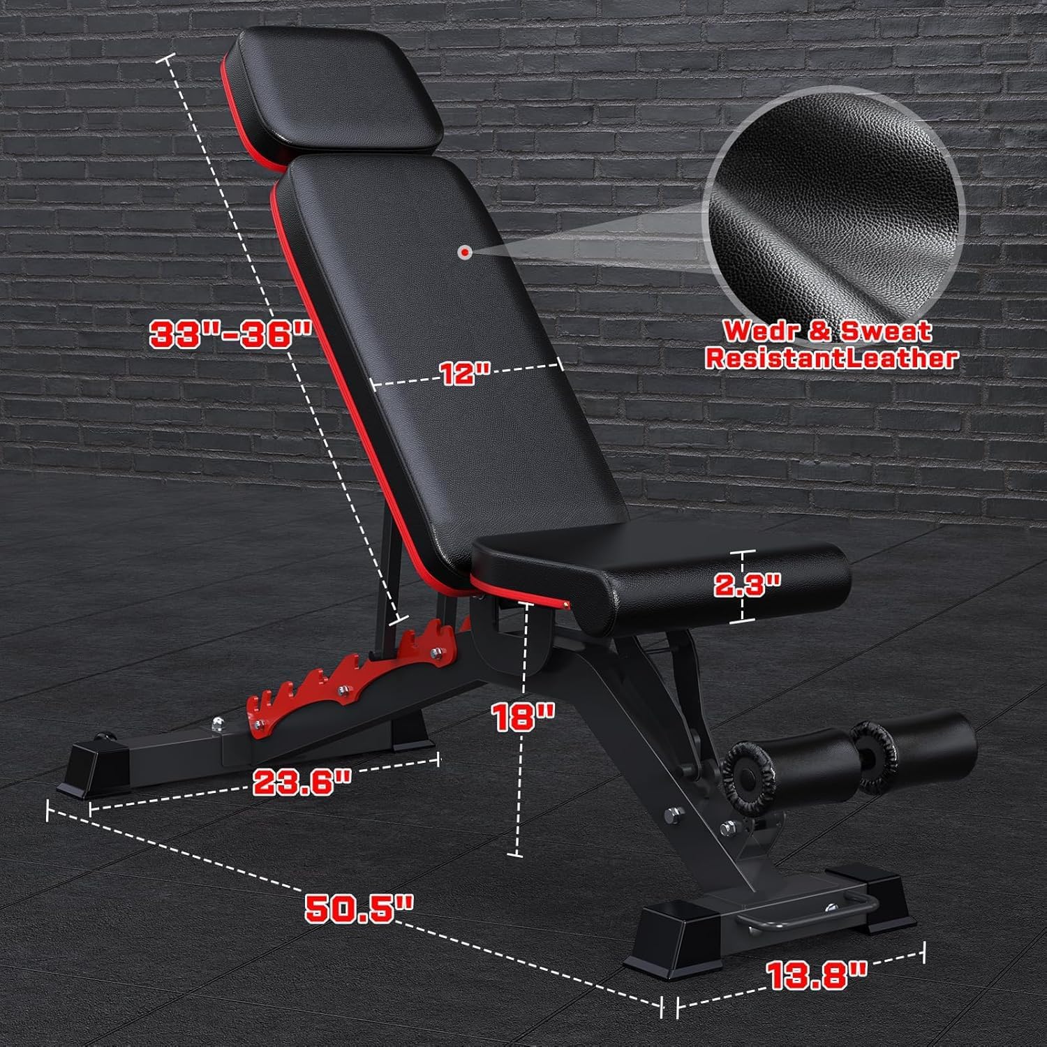 Fostoy 1200LBS Weight Bench, Heavy Duty Adjustable Workout Bench for Home Gym, Weights Lifting Bench Press with Headrest for Full Body Exercise, Incline Decline Sit Up Strength Training Benches - Image 8