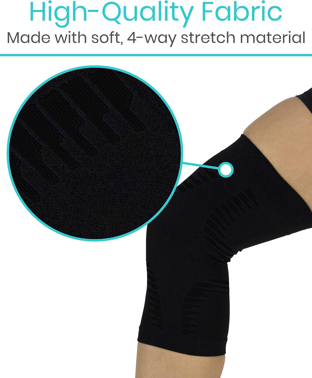 Vive Knee Sleeves (Pair) - Compression Support Sleeve Brace - Breathable, Lightweight, Comfortable - For ACL, PCL, Meniscus, Patella Pain, Weightlifting, Basketball, Running, Arthritis, Tendonitis - Image 9