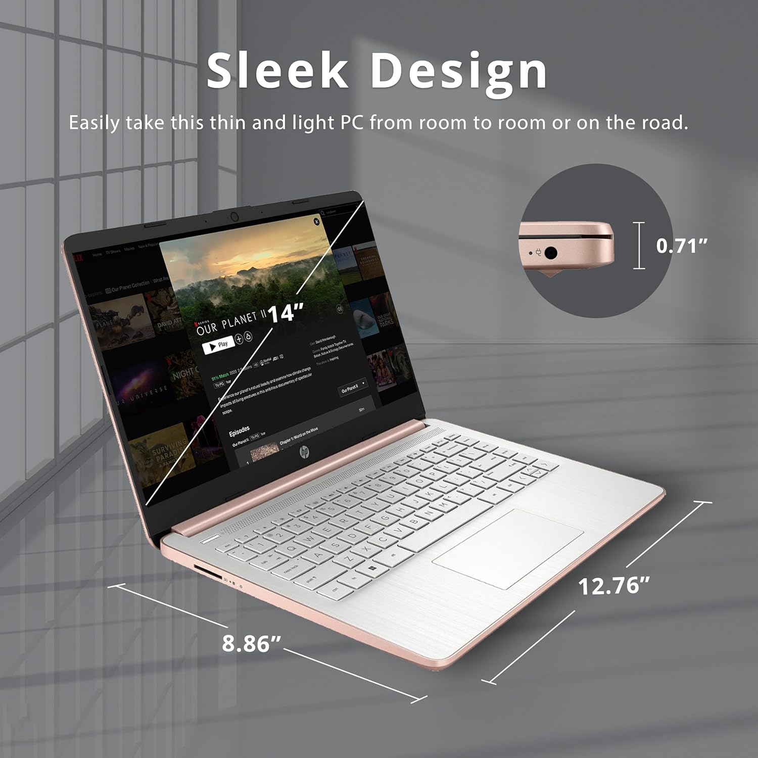 HP Stream 14" HD BrightView Laptop, Intel Celeron N4120 Processor, 16GB RAM, 64GB SSD, Intel UHD Graphics, 720p Webcam, WiFi, HDMI, Win 11 S, Gold (Renewed) - Image 8